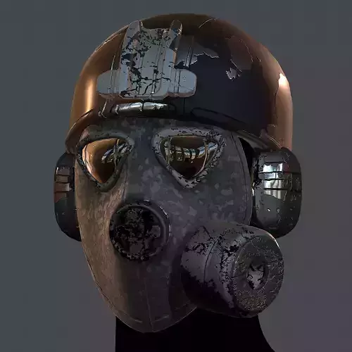 Gas mask helmet 3d model scifi Low-poly 