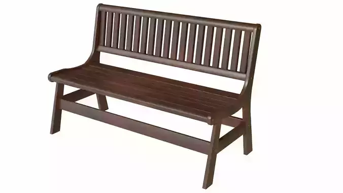 The bench wooden with slats