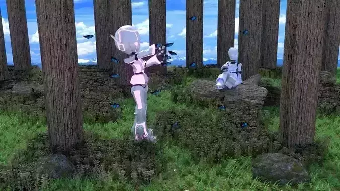 Butterfly and robot Free 3D model