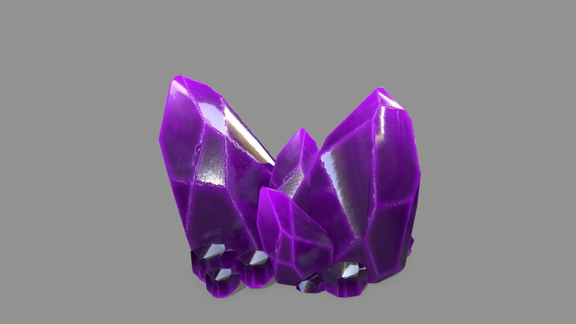 Crystal Set amethyst Low-poly 3D model_14