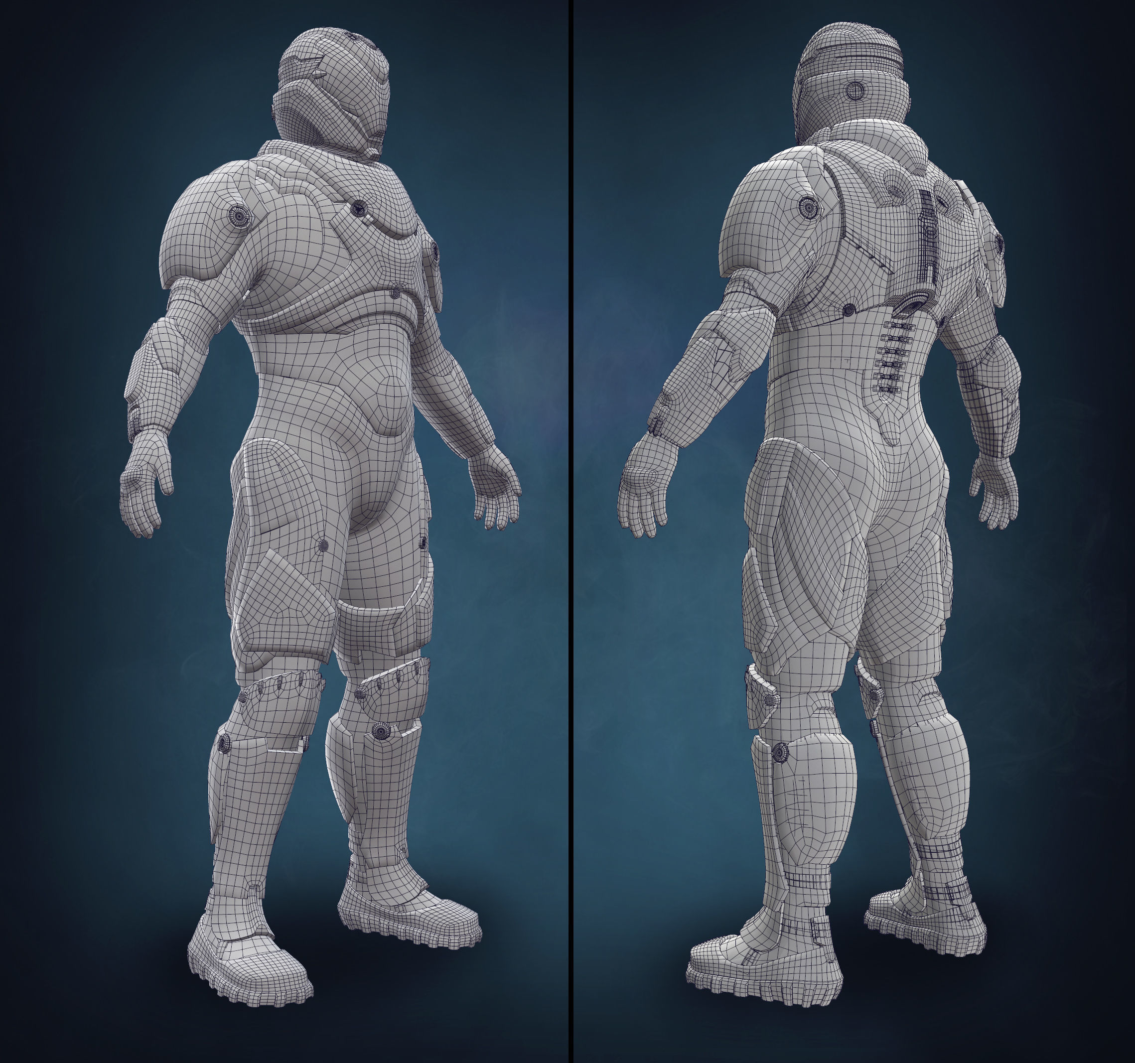 SCI FI Armor Low-poly 3D model_3