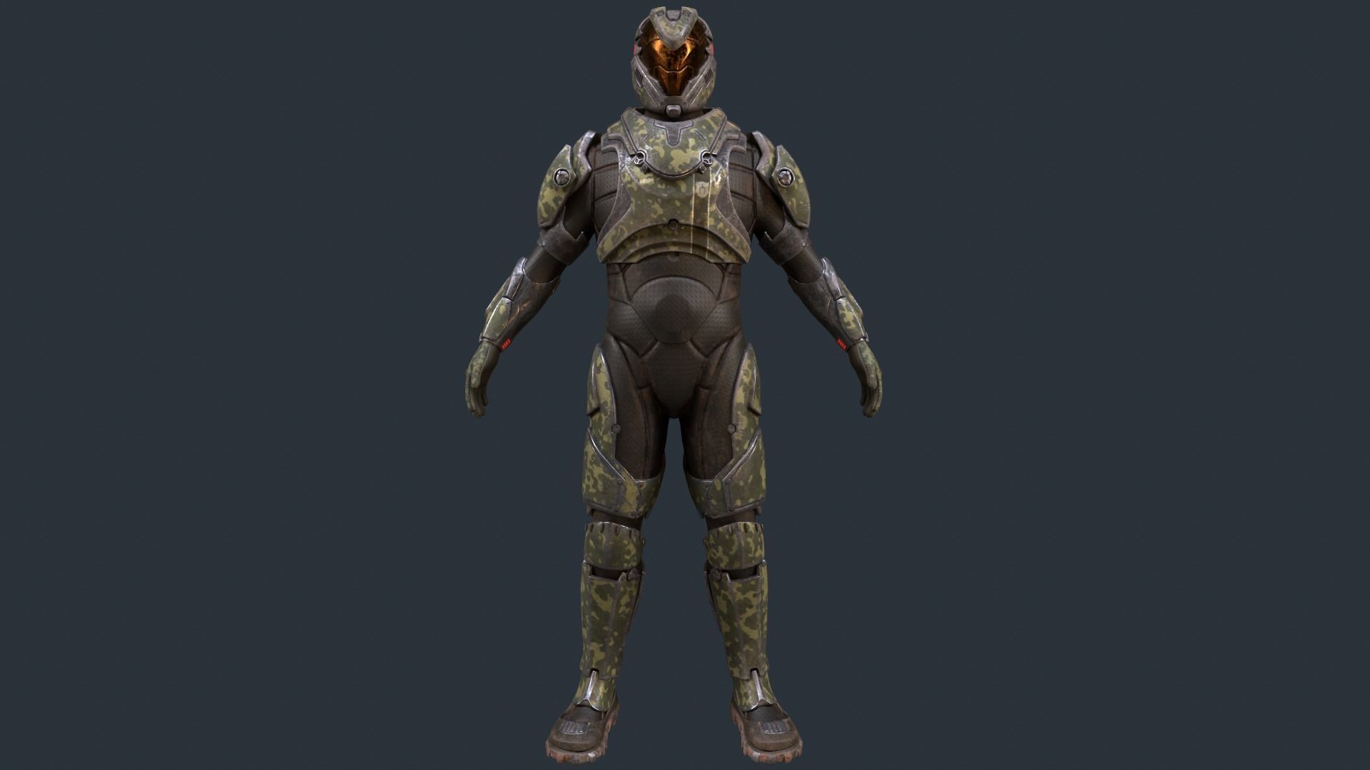 SCI FI Armor Low-poly 3D model_6