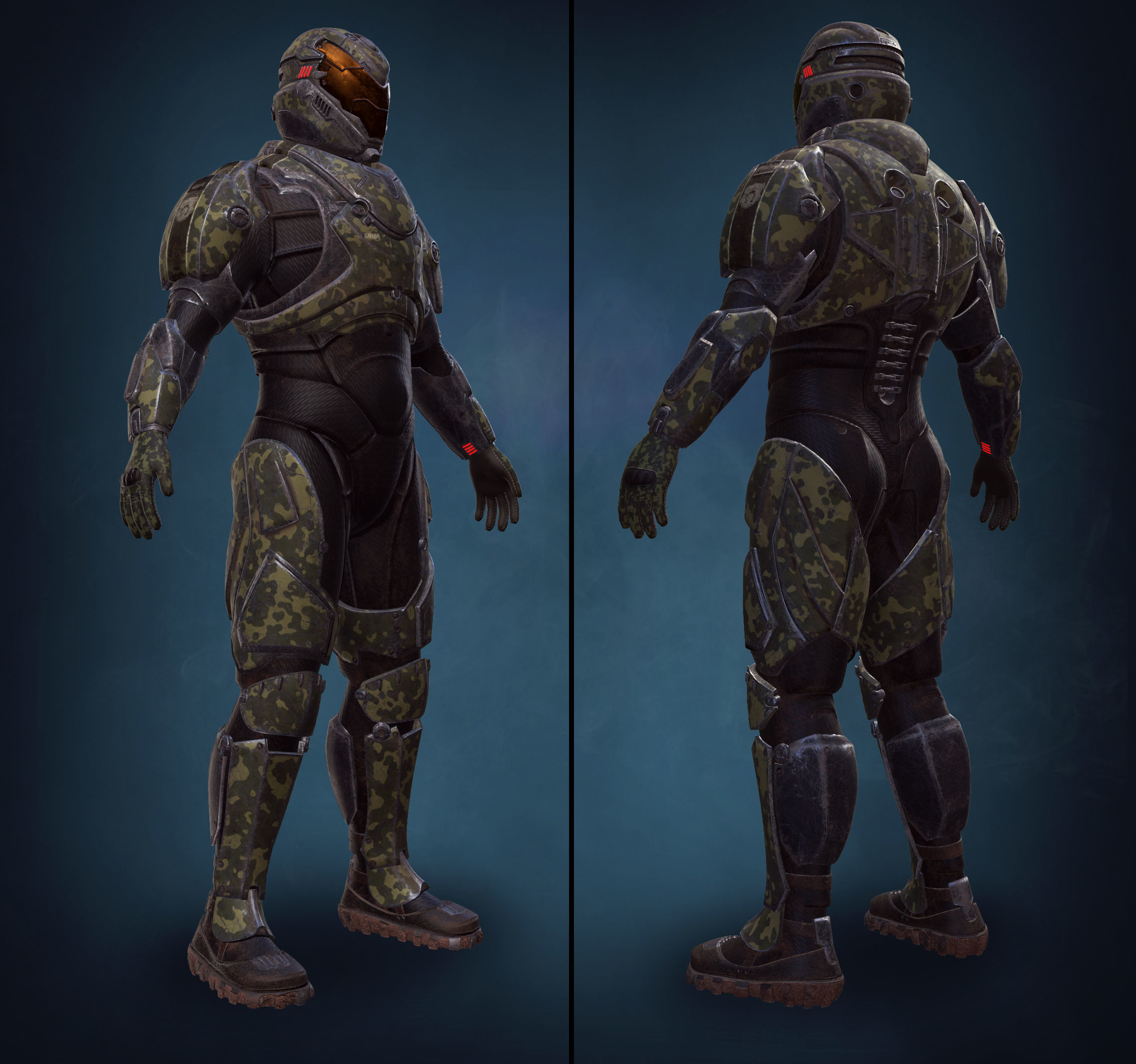 SCI FI Armor Low-poly 3D model_2