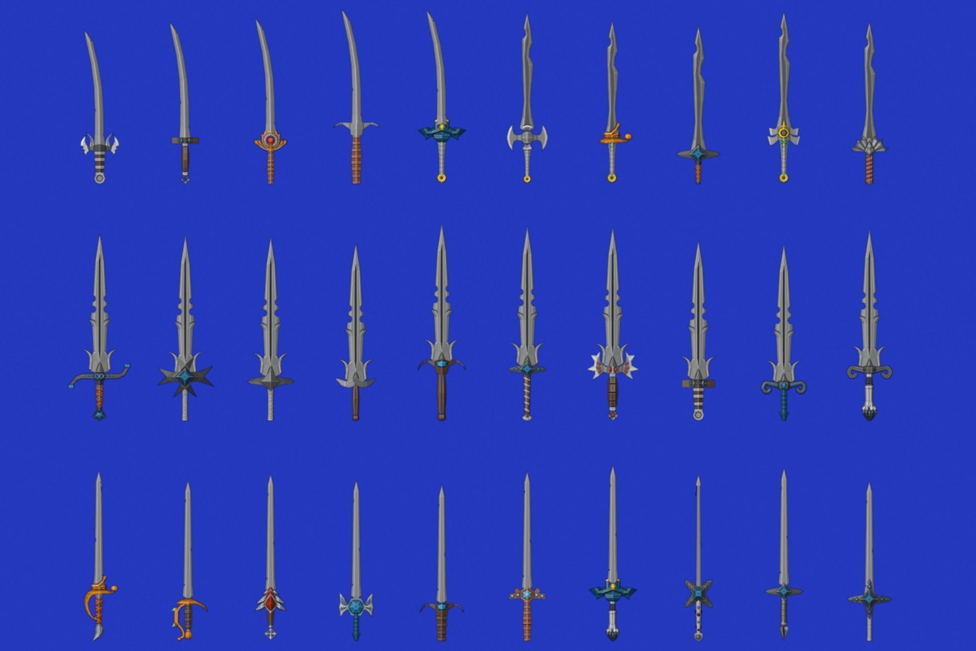 Swords Pack 1 - 300 Low Poly Melee Weapons Low-poly 3D model_10