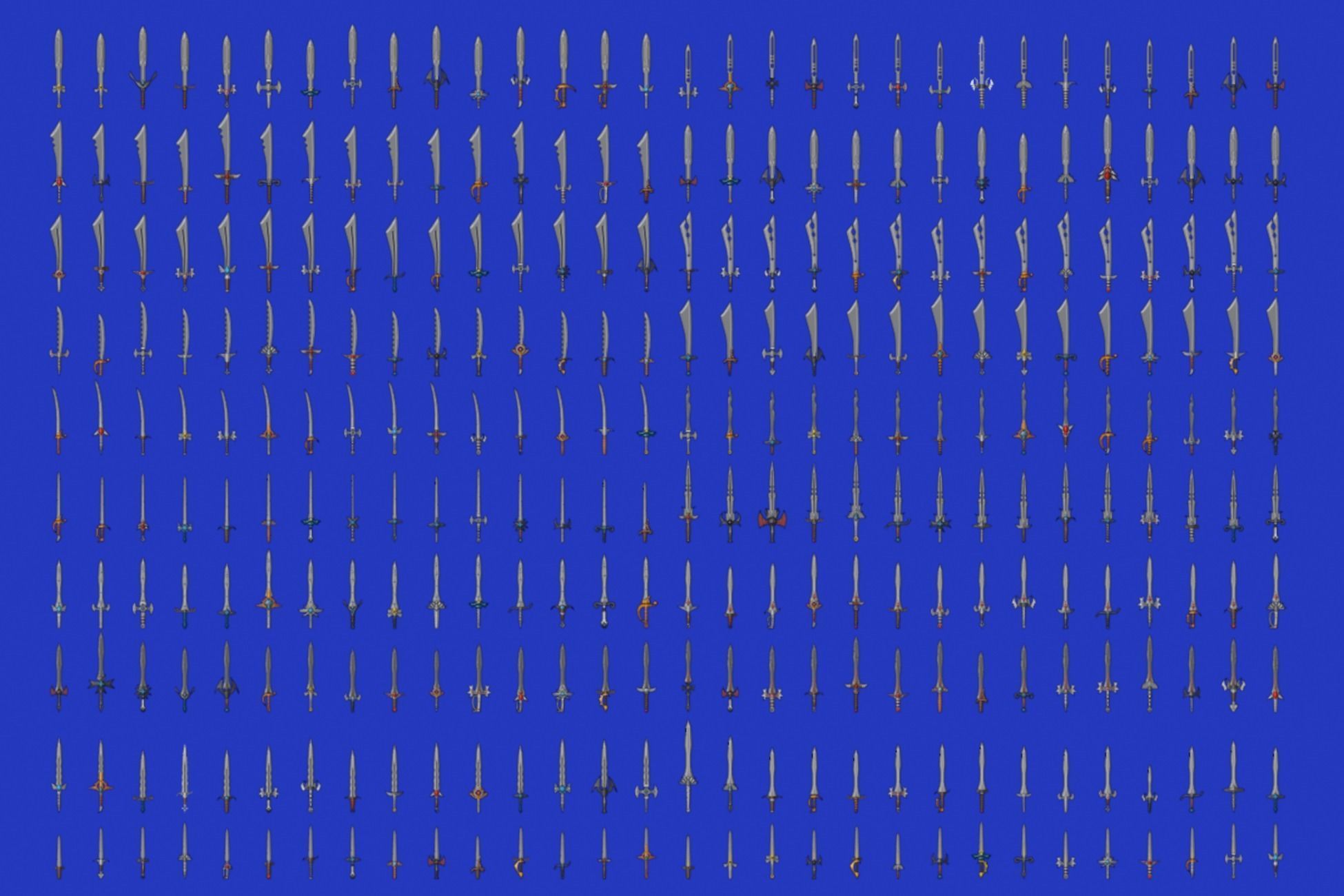 Swords Pack 1 - 300 Low Poly Melee Weapons Low-poly 3D model_5