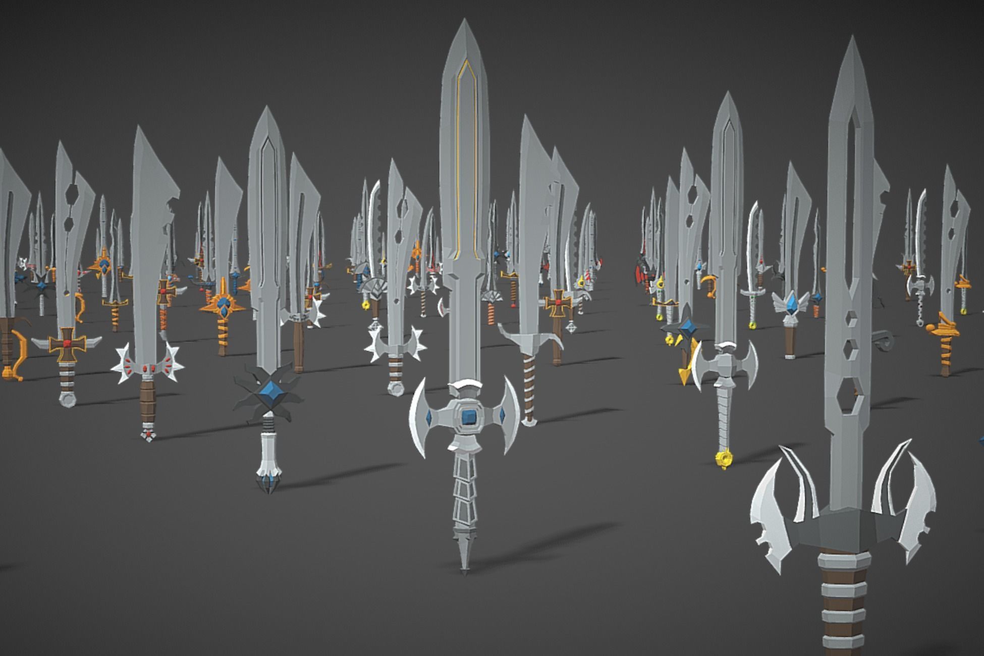 Swords Pack 1 - 300 Low Poly Melee Weapons Low-poly 3D model_4