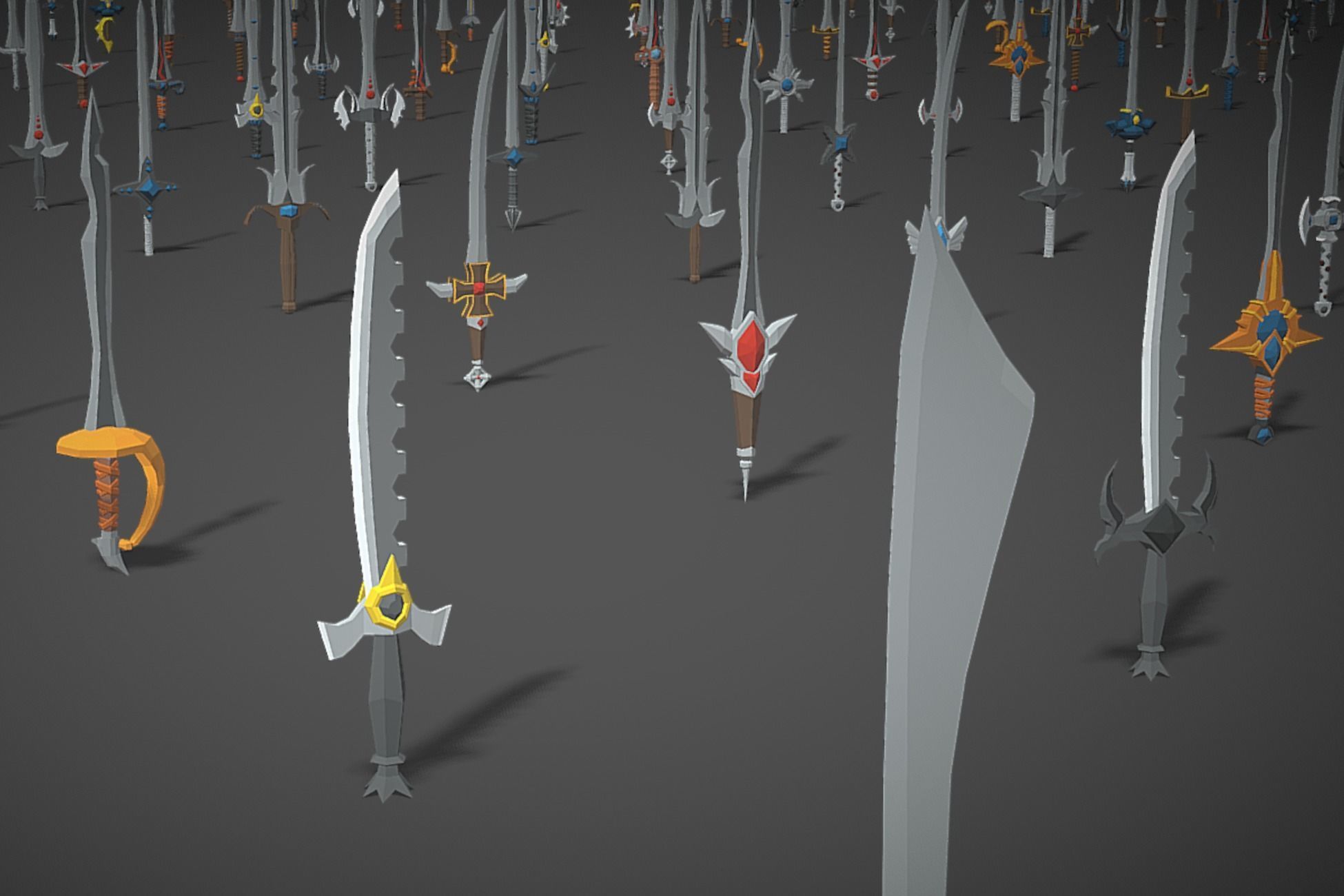 Swords Pack 1 - 300 Low Poly Melee Weapons Low-poly 3D model_2