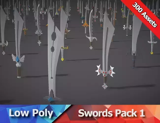 Swords Pack 1 - 300 Low Poly Melee Weapons Low-poly 3D model
