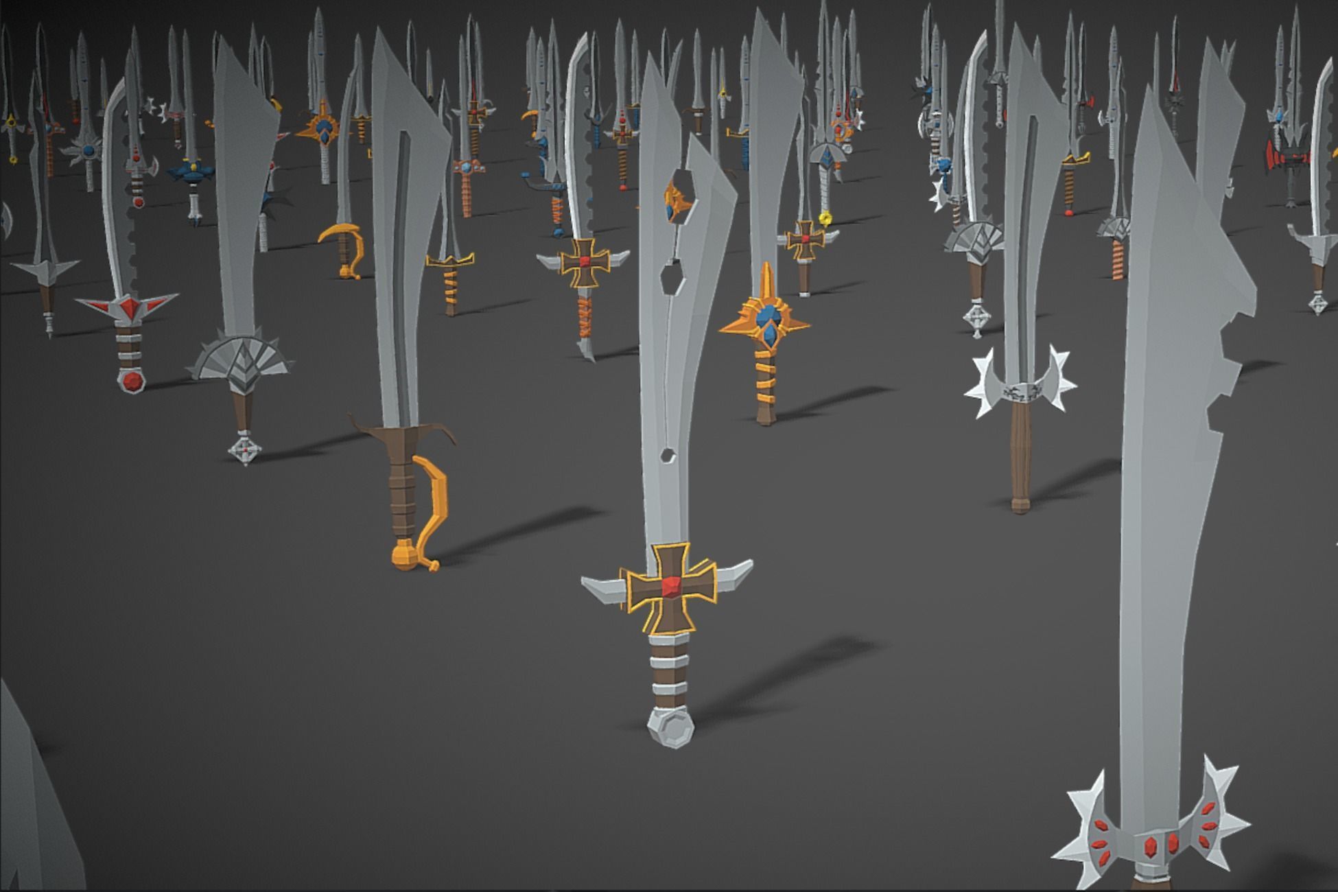Swords Pack 1 - 300 Low Poly Melee Weapons Low-poly 3D model_1