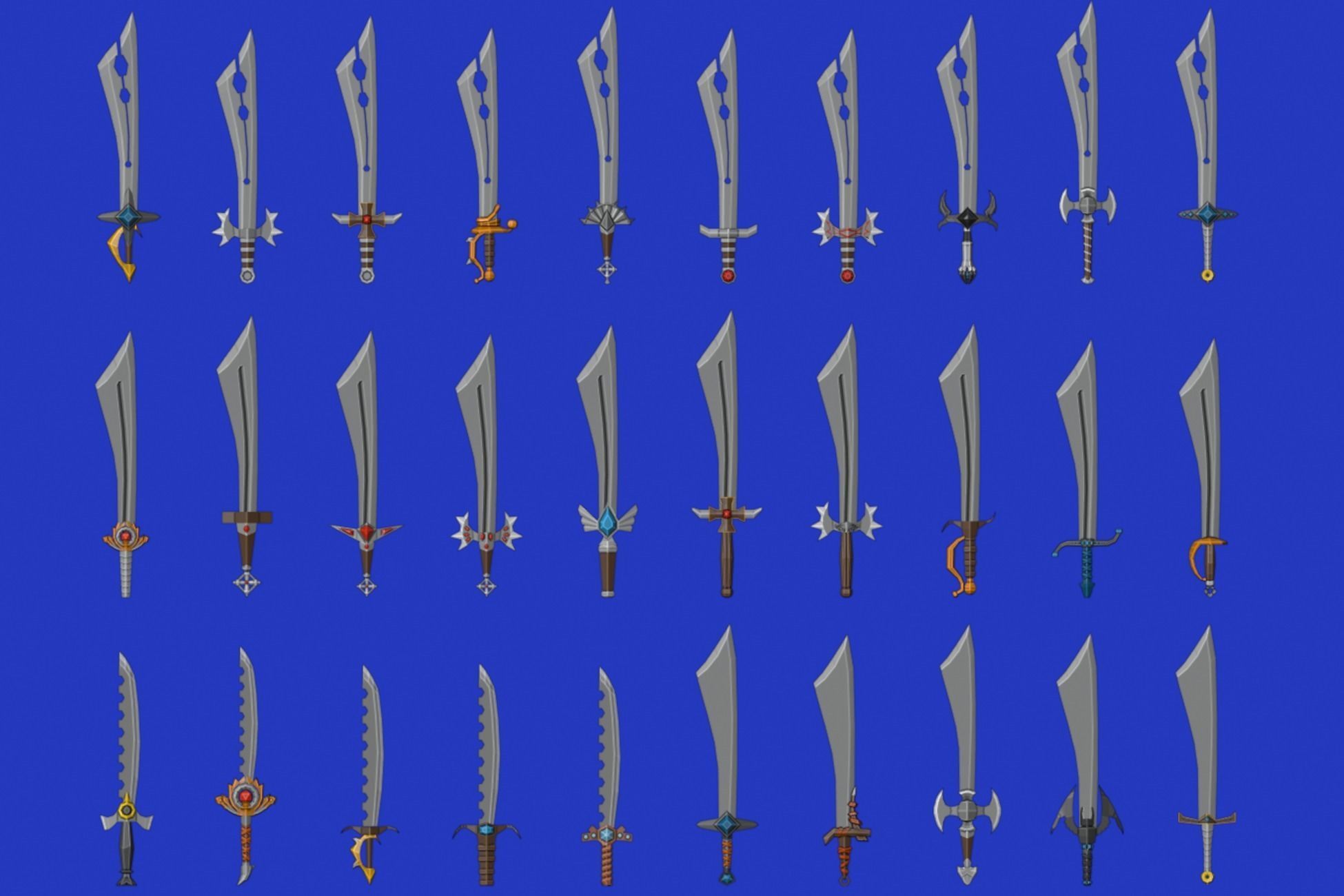Swords Pack 1 - 300 Low Poly Melee Weapons Low-poly 3D model_13