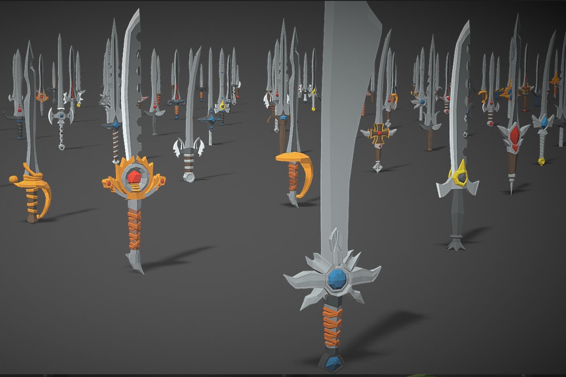 Swords Pack 1 - 300 Low Poly Melee Weapons Low-poly 3D model_3