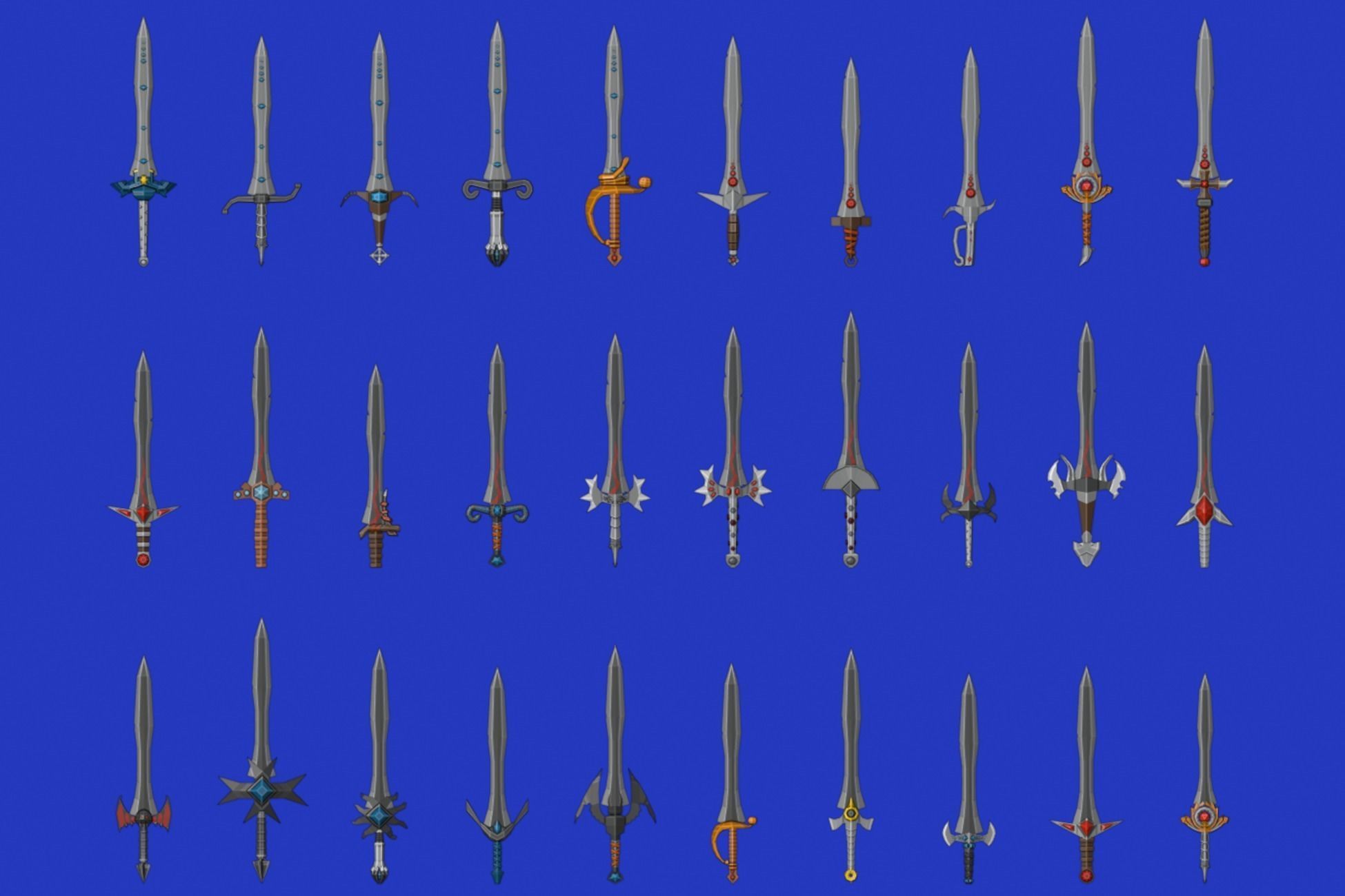 Swords Pack 1 - 300 Low Poly Melee Weapons Low-poly 3D model_8