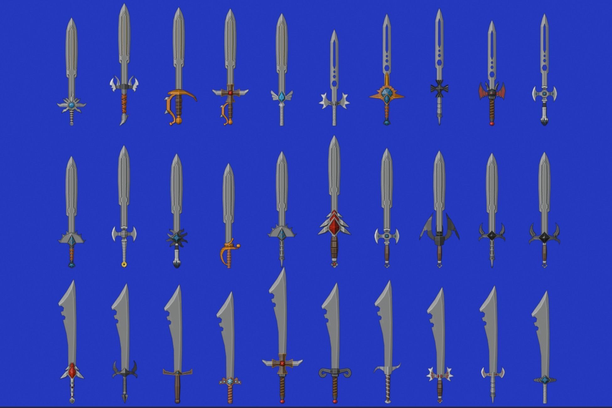 Swords Pack 1 - 300 Low Poly Melee Weapons Low-poly 3D model_14