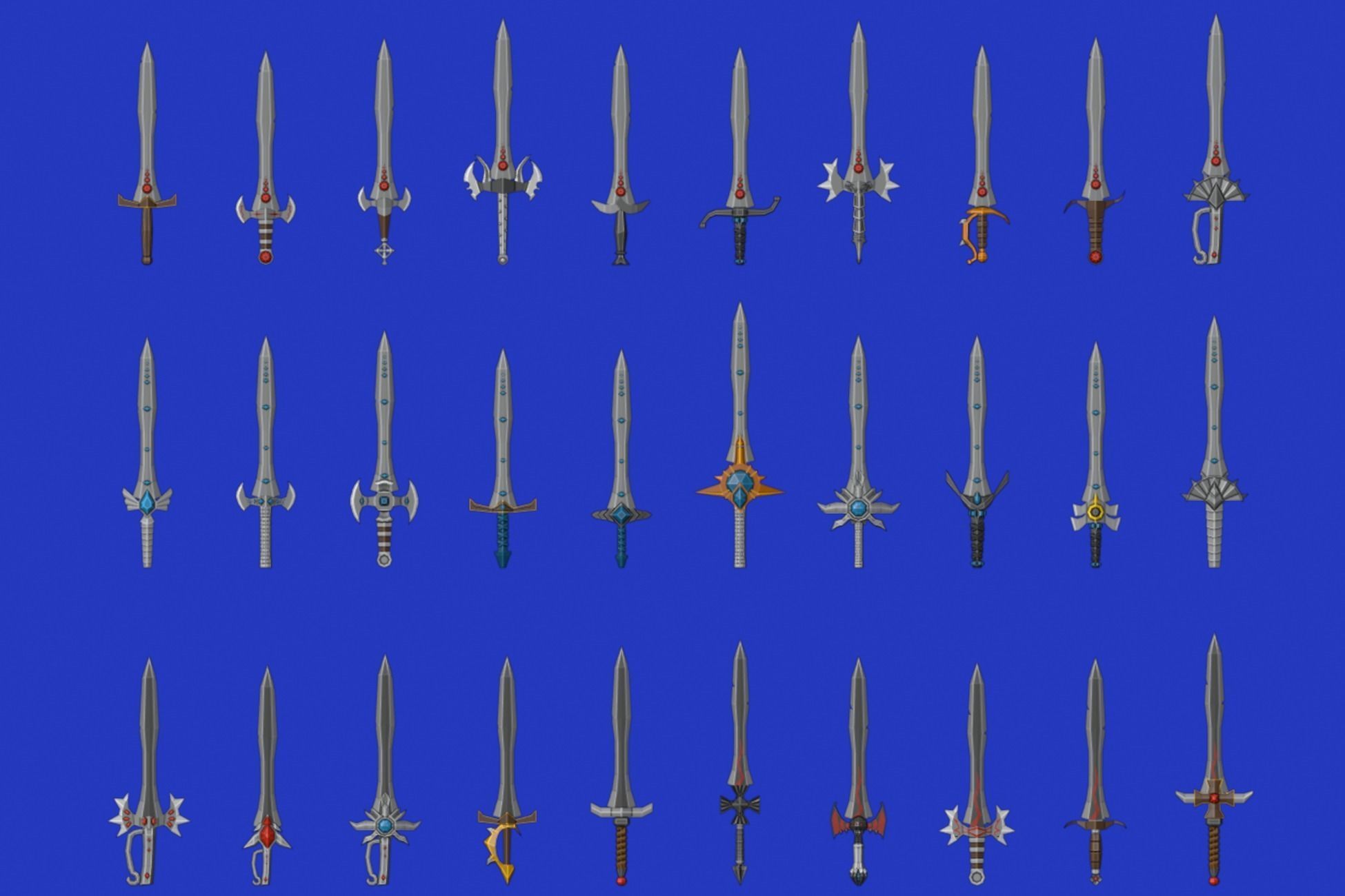 Swords Pack 1 - 300 Low Poly Melee Weapons Low-poly 3D model_9