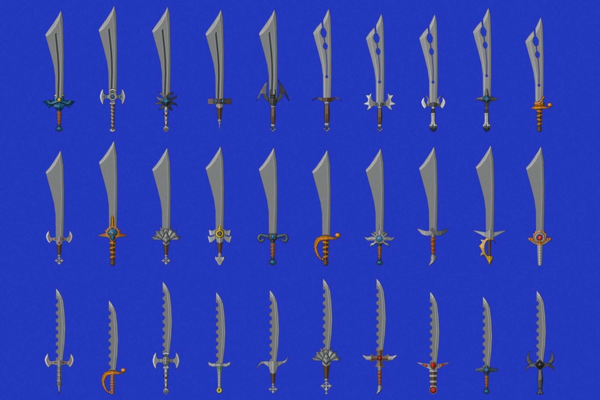 Swords Pack 1 - 300 Low Poly Melee Weapons Low-poly 3D model_12