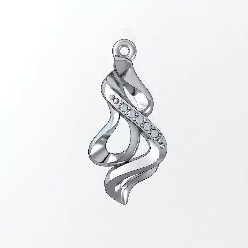 1-pen sterling silver pendant with diamonds 3D print model_0
