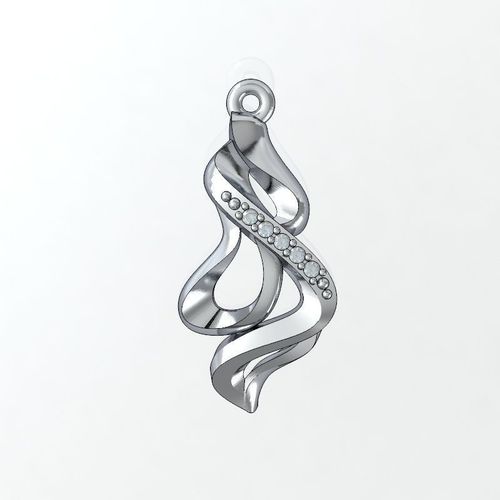 1-pen sterling silver pendant with diamonds 3D print model