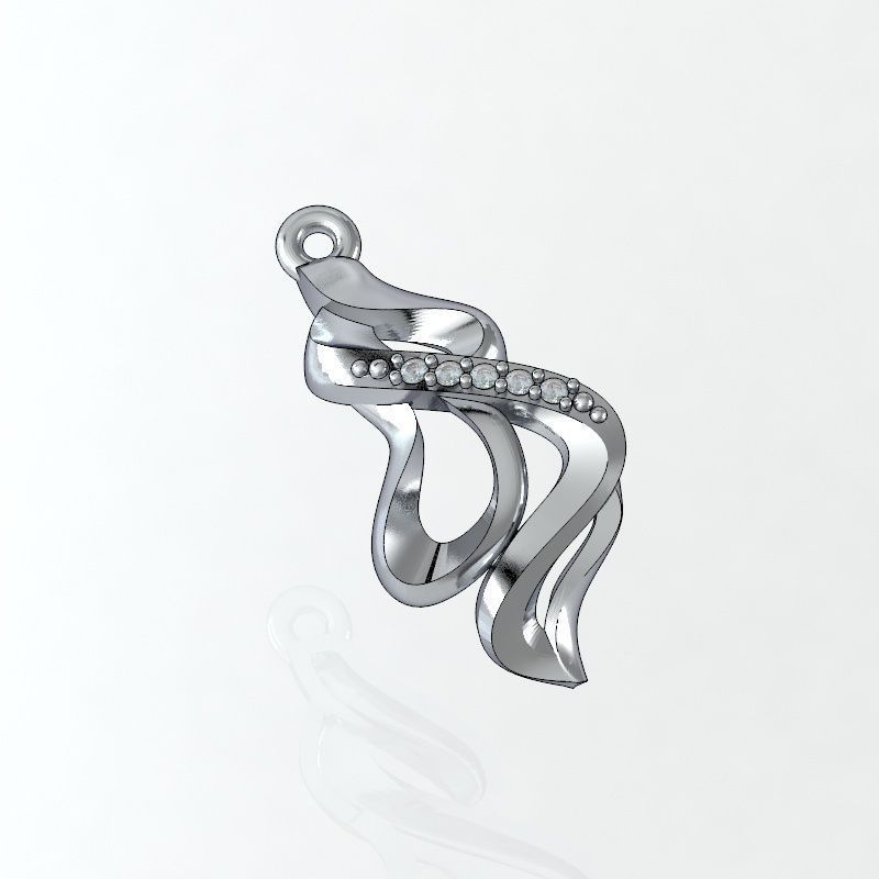 1-pen sterling silver pendant with diamonds 3D print model_2