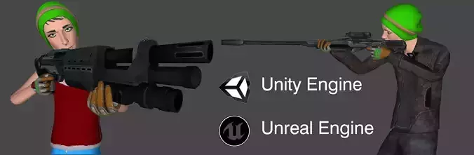 Stylized Boy Solider with 2 costumes and Animations