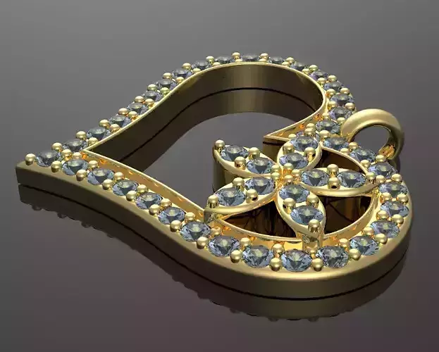 heart pendant with flower