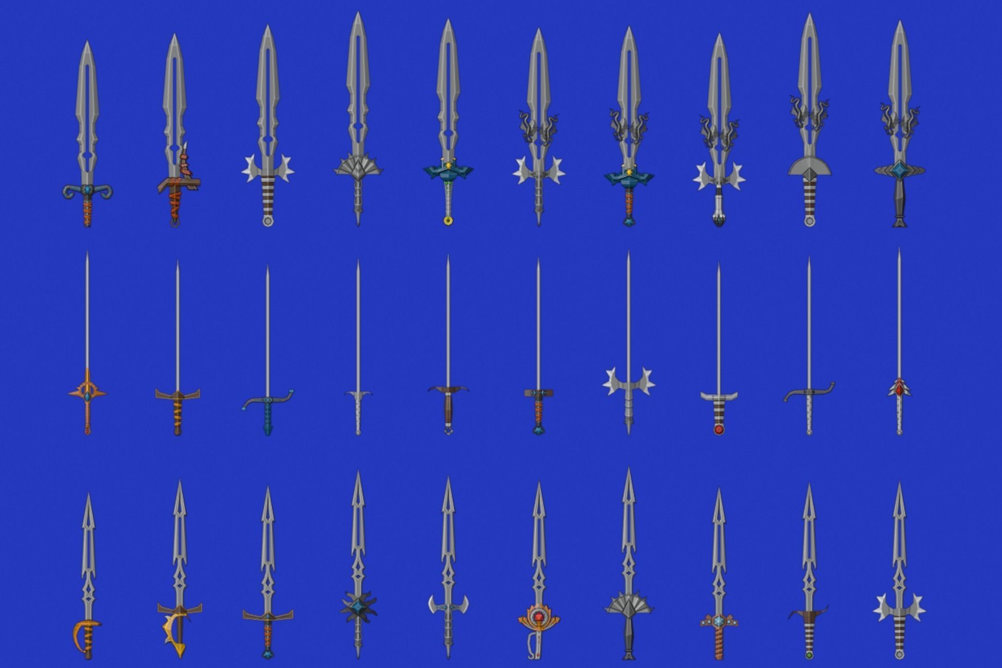Swords Pack 2 - 300 Low Poly Melee Weapons Low-poly 3D model_11