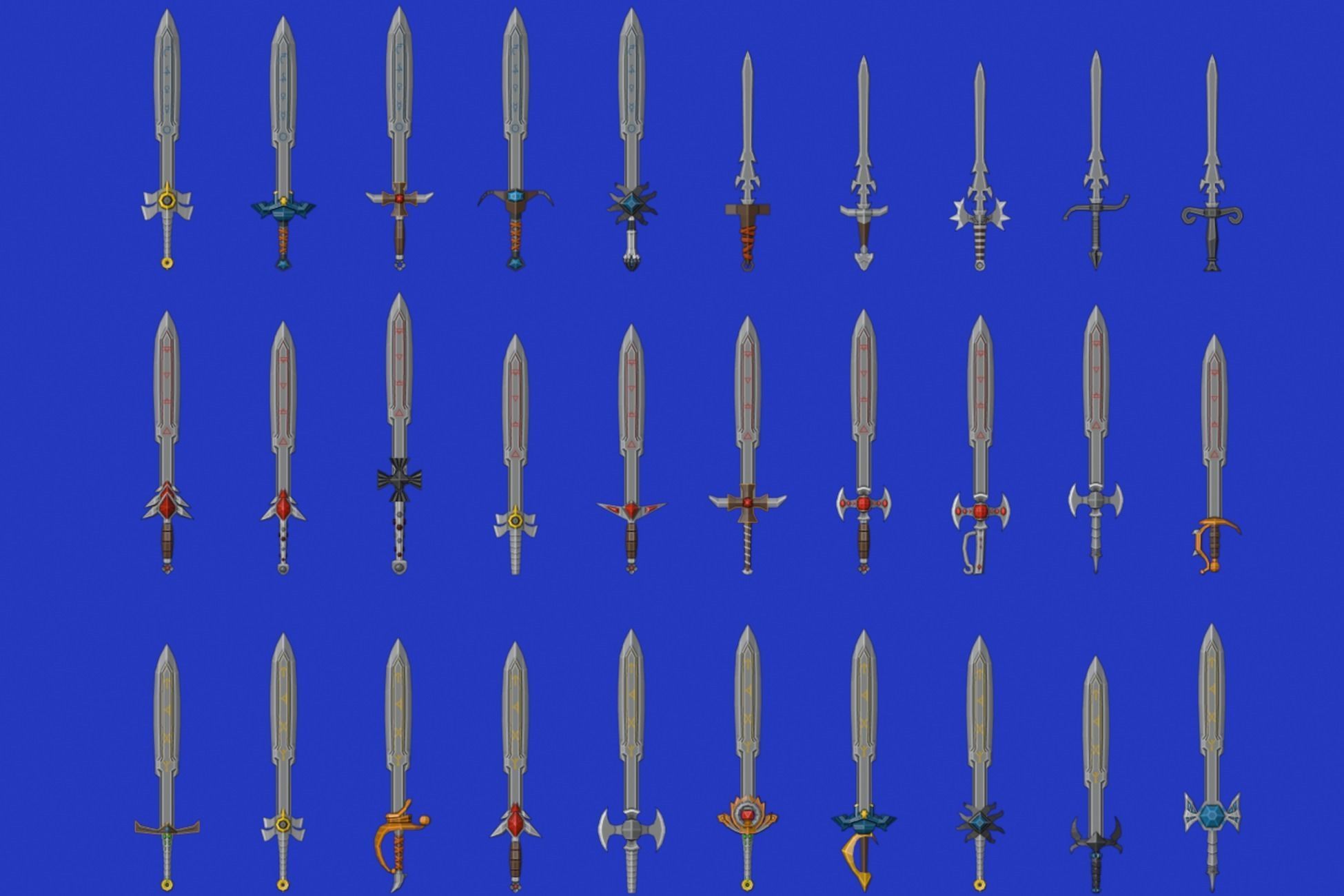 Swords Pack 2 - 300 Low Poly Melee Weapons Low-poly 3D model_7