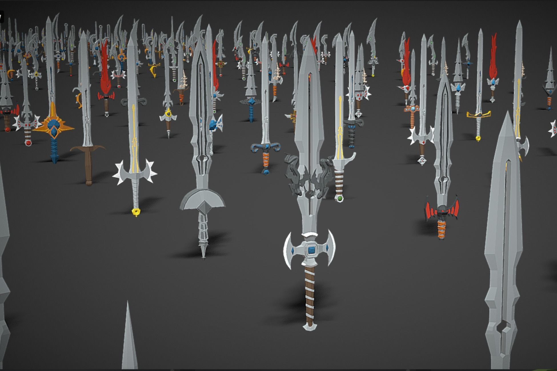 Swords Pack 2 - 300 Low Poly Melee Weapons Low-poly 3D model_4
