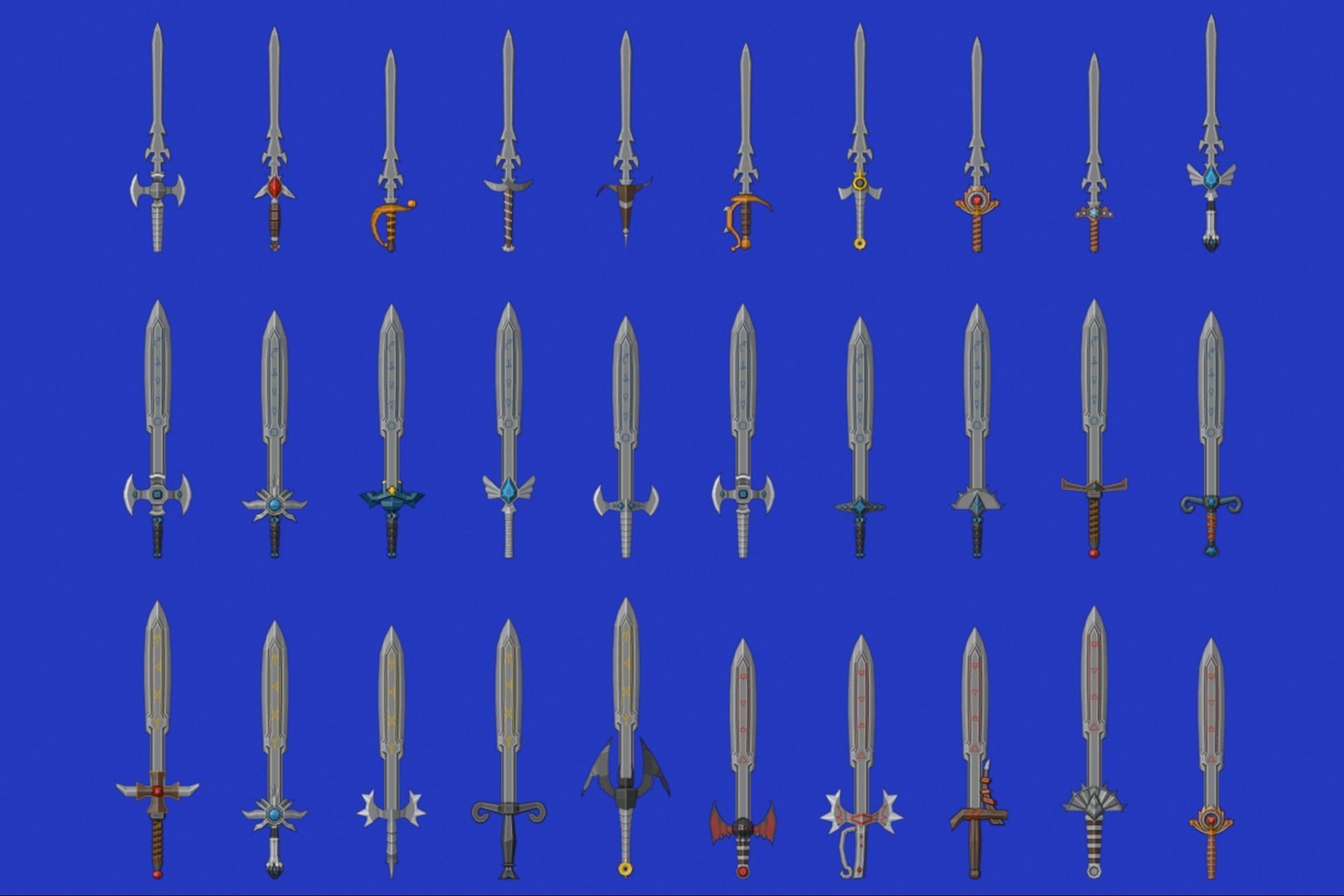 Swords Pack 2 - 300 Low Poly Melee Weapons Low-poly 3D model_8