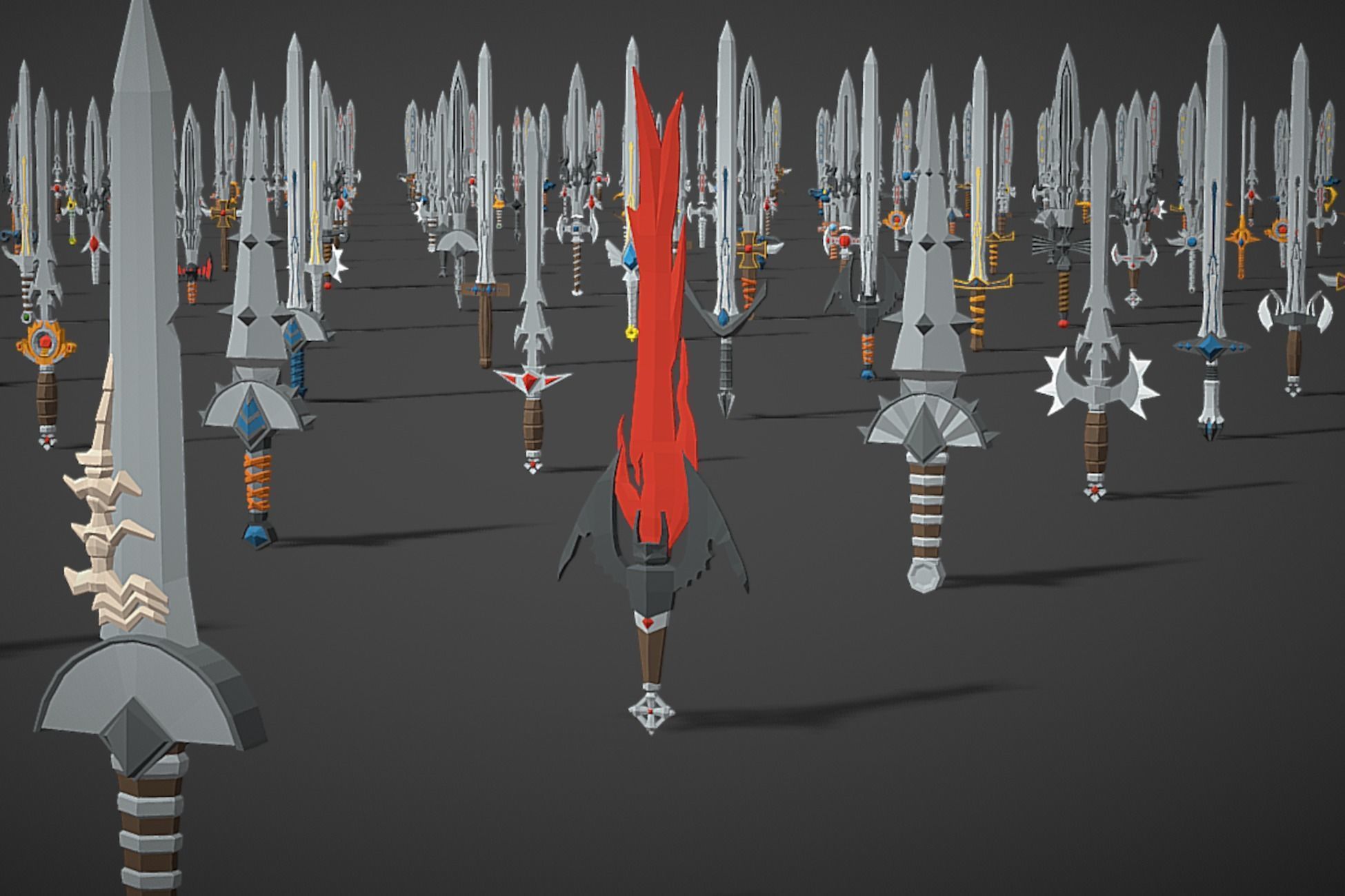 Swords Pack 2 - 300 Low Poly Melee Weapons Low-poly 3D model_2