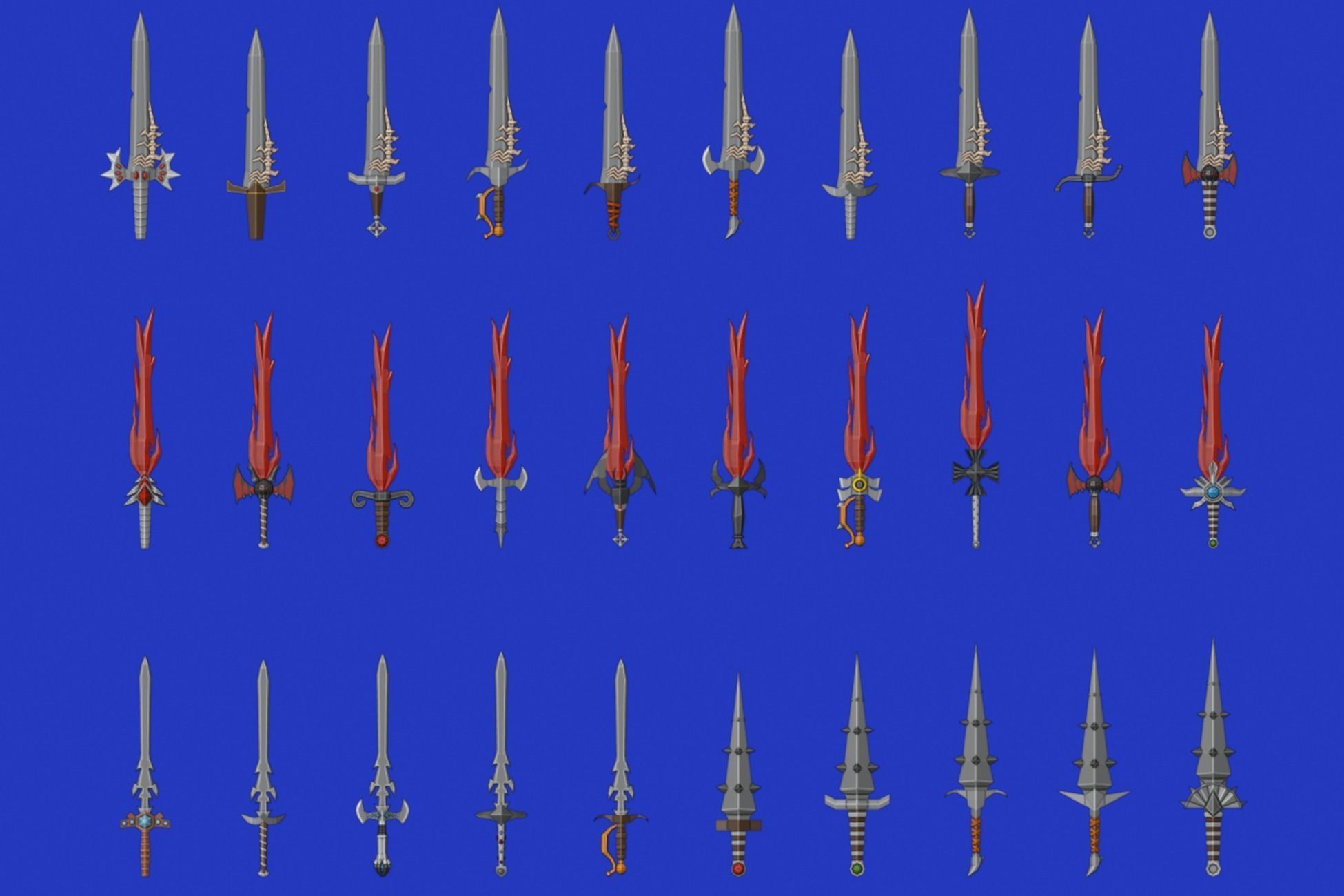 Swords Pack 2 - 300 Low Poly Melee Weapons Low-poly 3D model_16