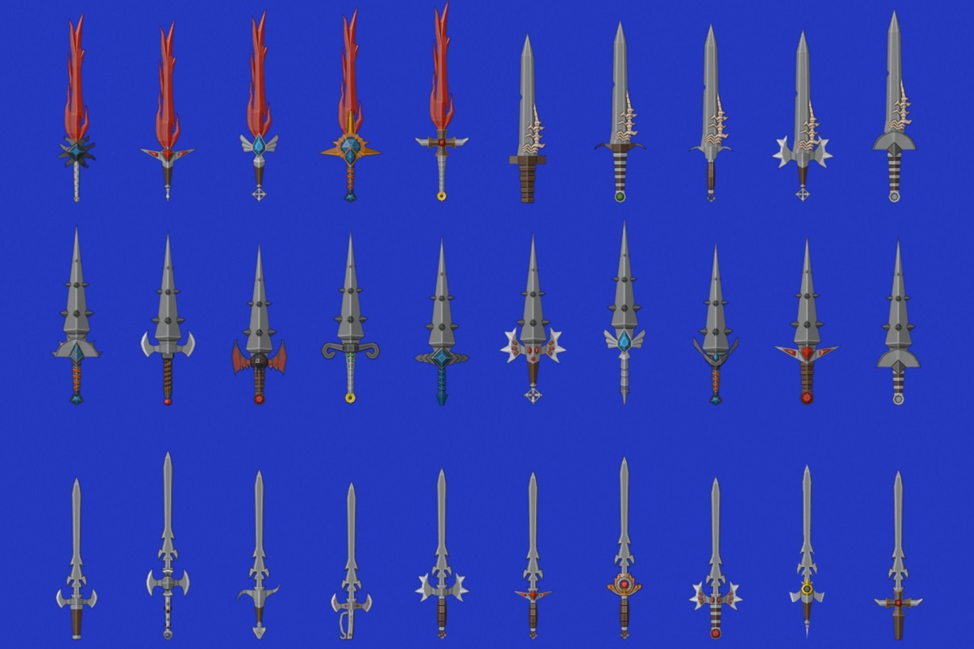 Swords Pack 2 - 300 Low Poly Melee Weapons Low-poly 3D model_15