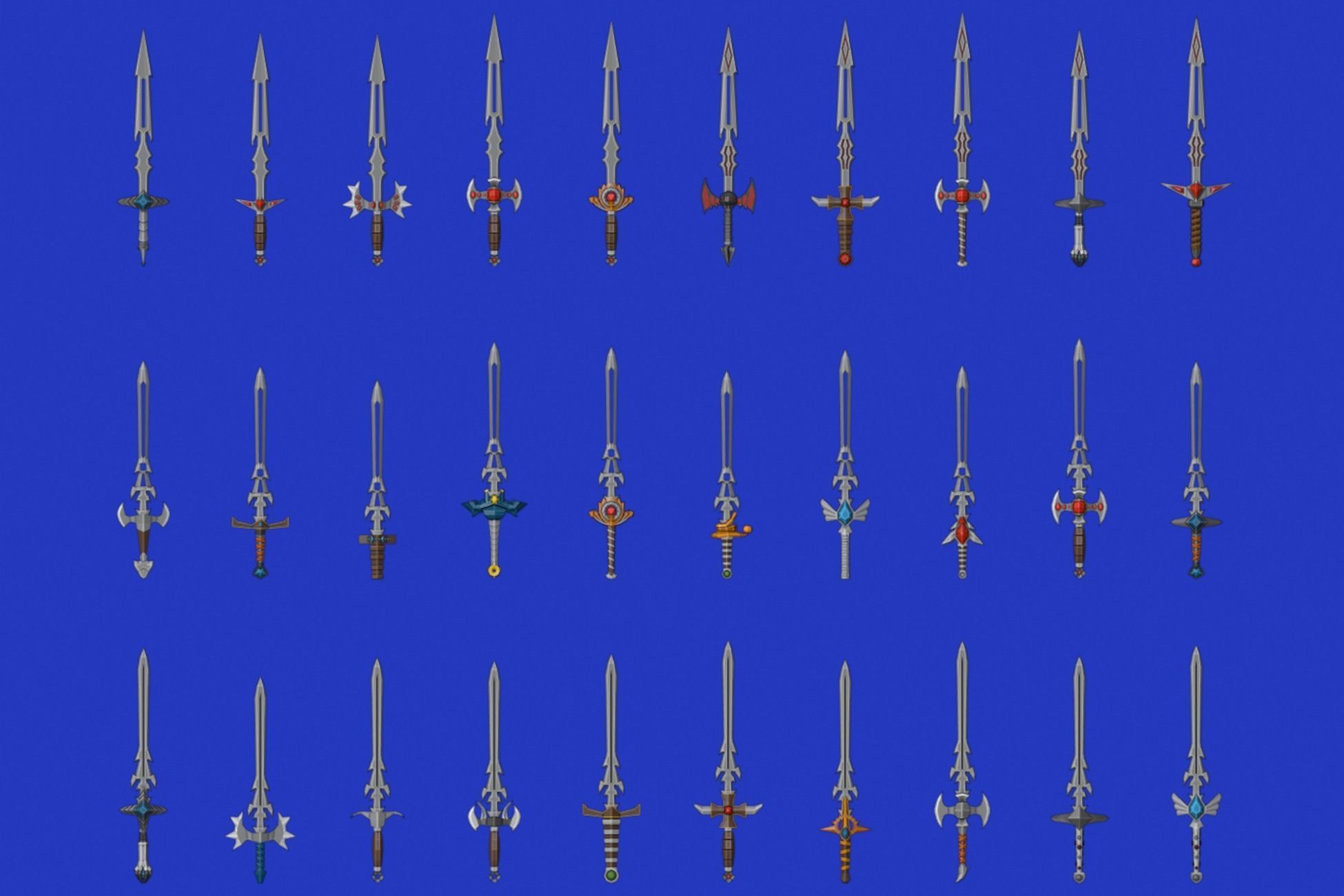 Swords Pack 2 - 300 Low Poly Melee Weapons Low-poly 3D model_9