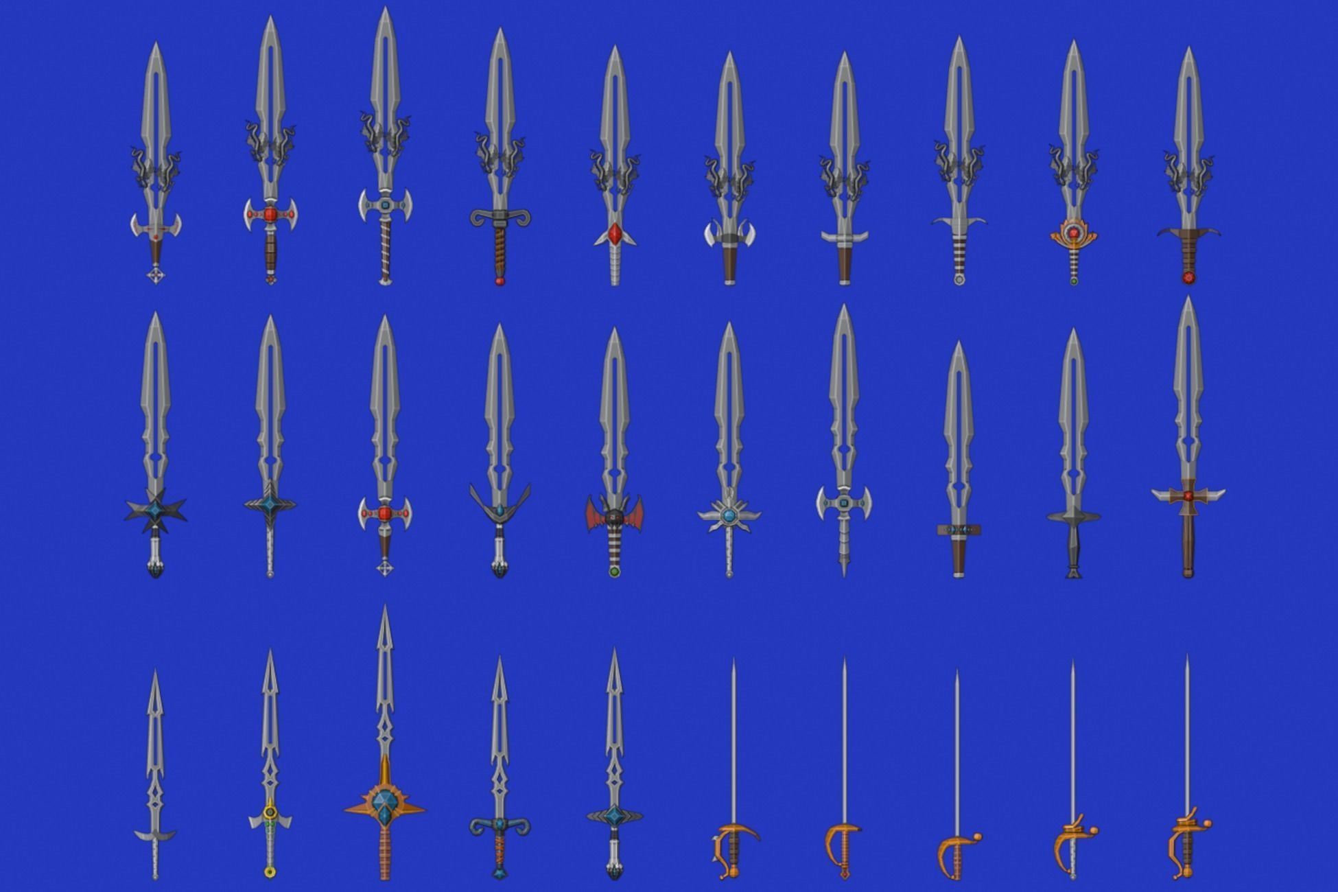 Swords Pack 2 - 300 Low Poly Melee Weapons Low-poly 3D model_12