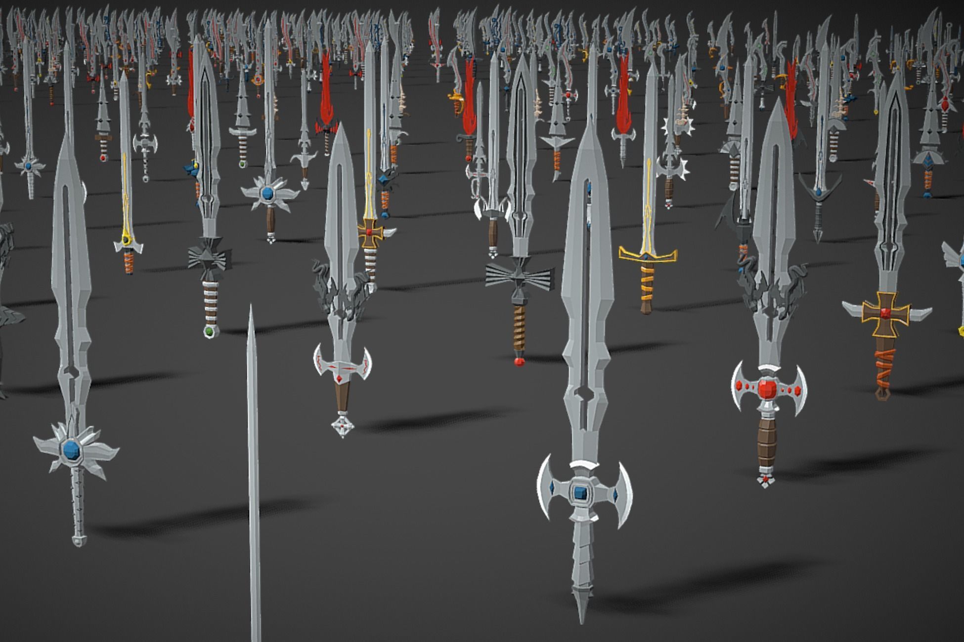Swords Pack 2 - 300 Low Poly Melee Weapons Low-poly 3D model_1