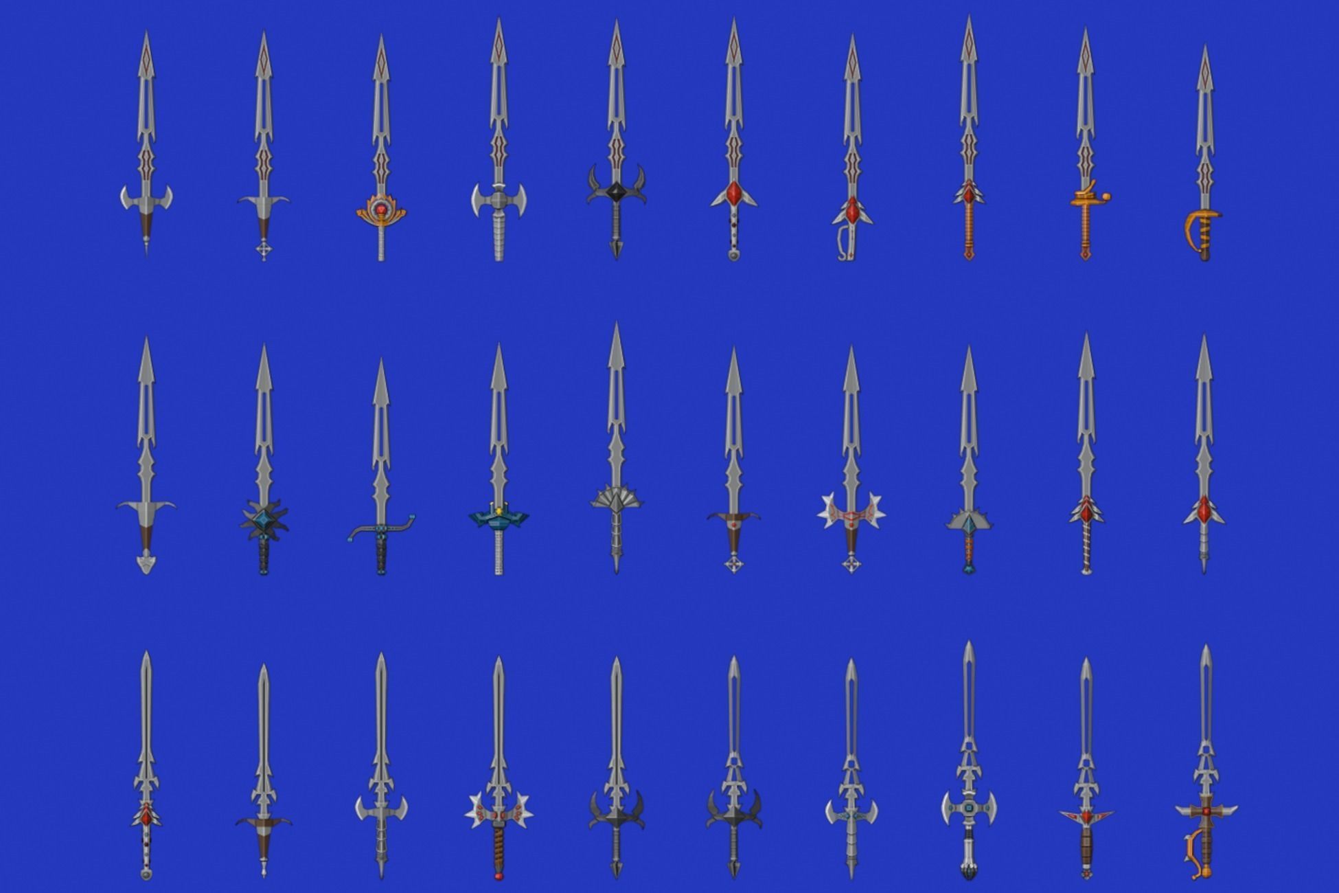 Swords Pack 2 - 300 Low Poly Melee Weapons Low-poly 3D model_10