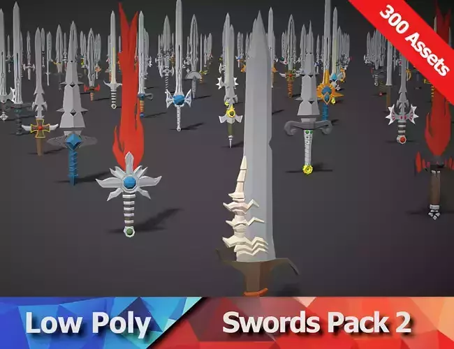 Swords Pack 2 - 300 Low Poly Melee Weapons Low-poly 3D model