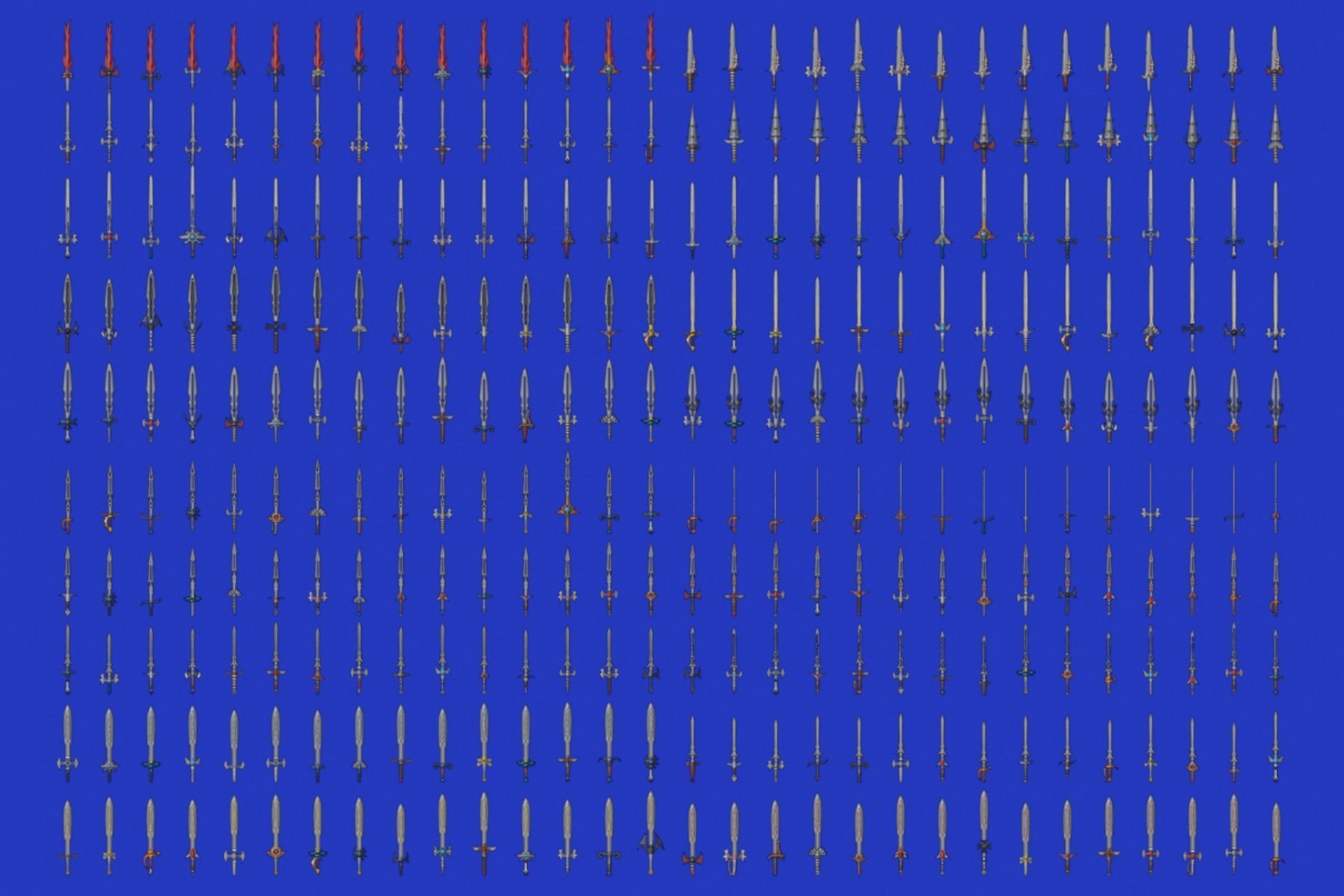 Swords Pack 2 - 300 Low Poly Melee Weapons Low-poly 3D model_6