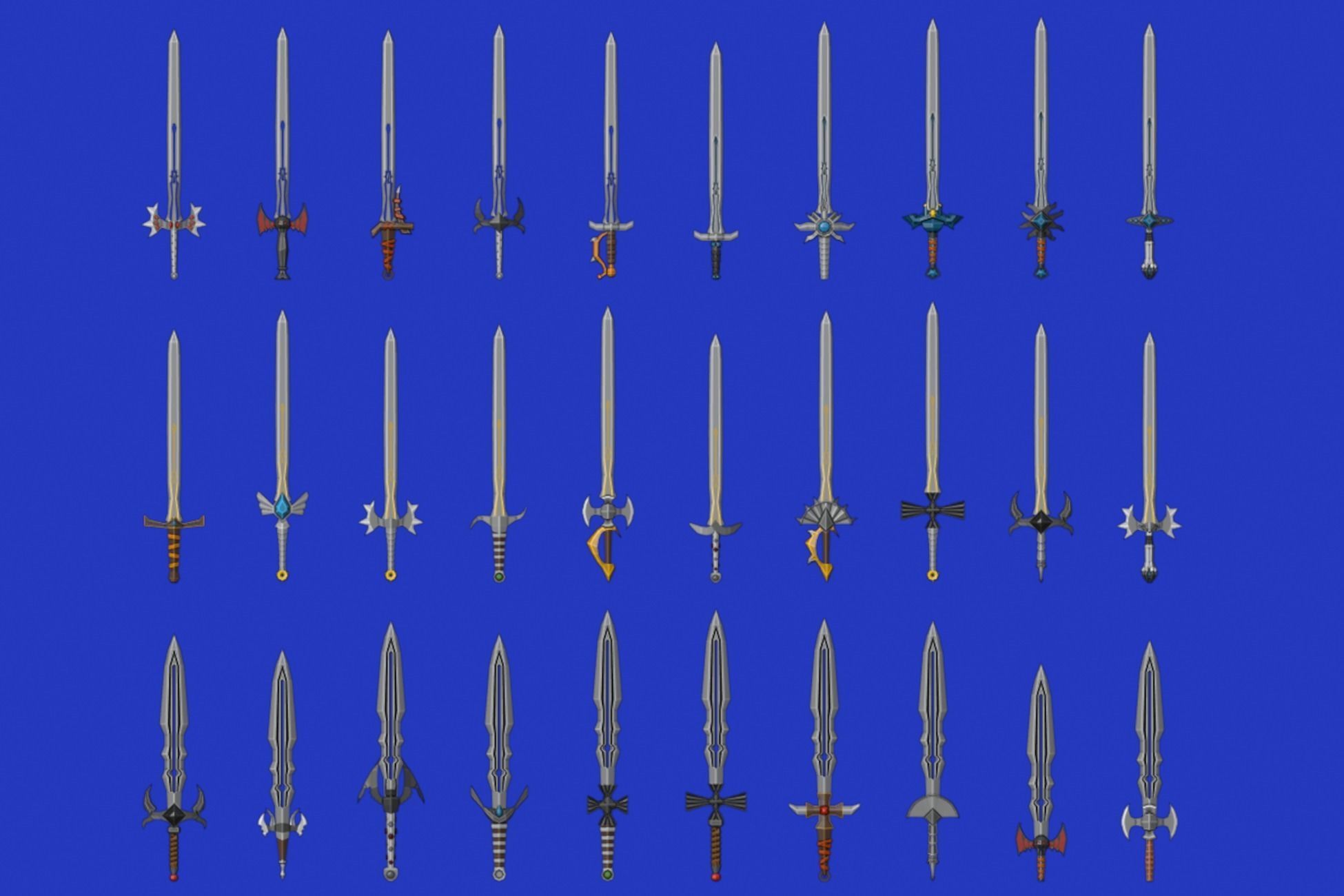 Swords Pack 2 - 300 Low Poly Melee Weapons Low-poly 3D model_13
