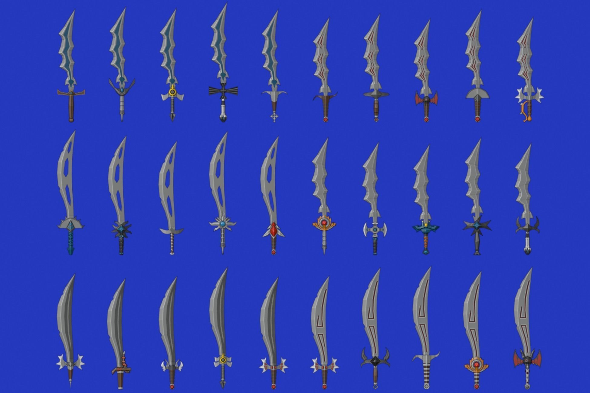 Swords Pack 3 - 300 Low Poly Melee Weapons Low-poly 3D model_12