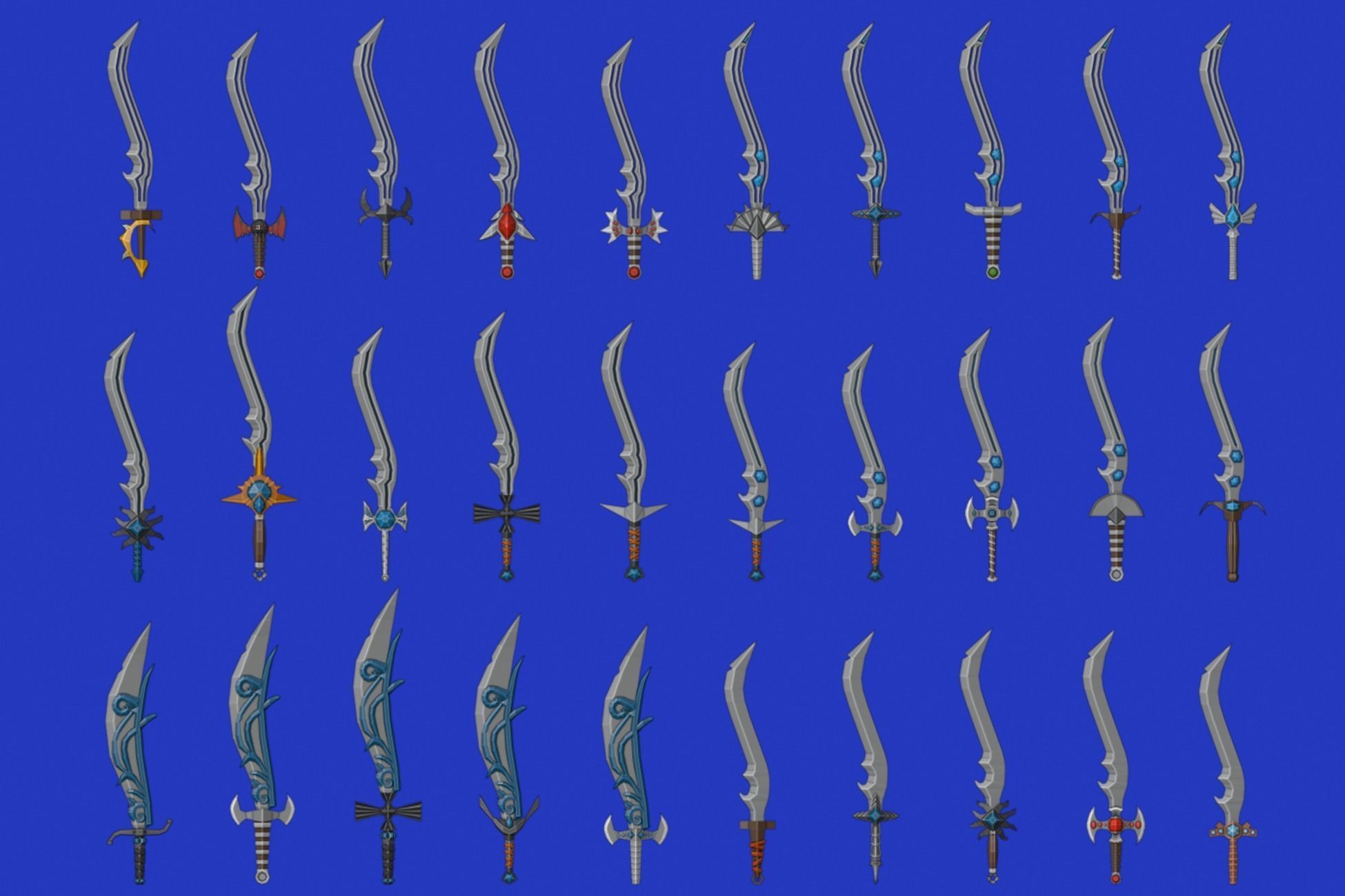 Swords Pack 3 - 300 Low Poly Melee Weapons Low-poly 3D model_15