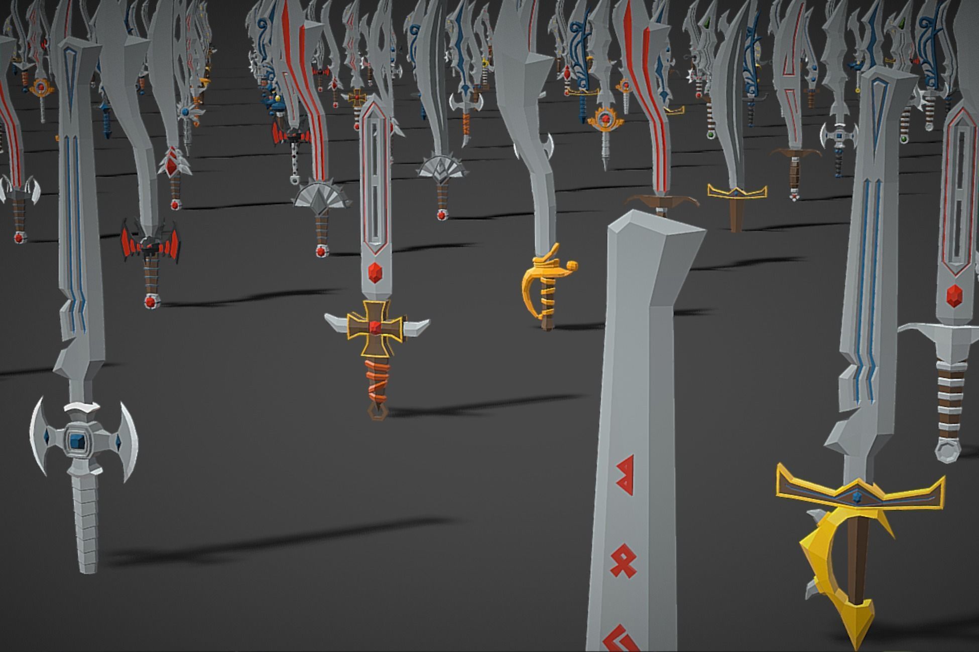 Swords Pack 3 - 300 Low Poly Melee Weapons Low-poly 3D model_6