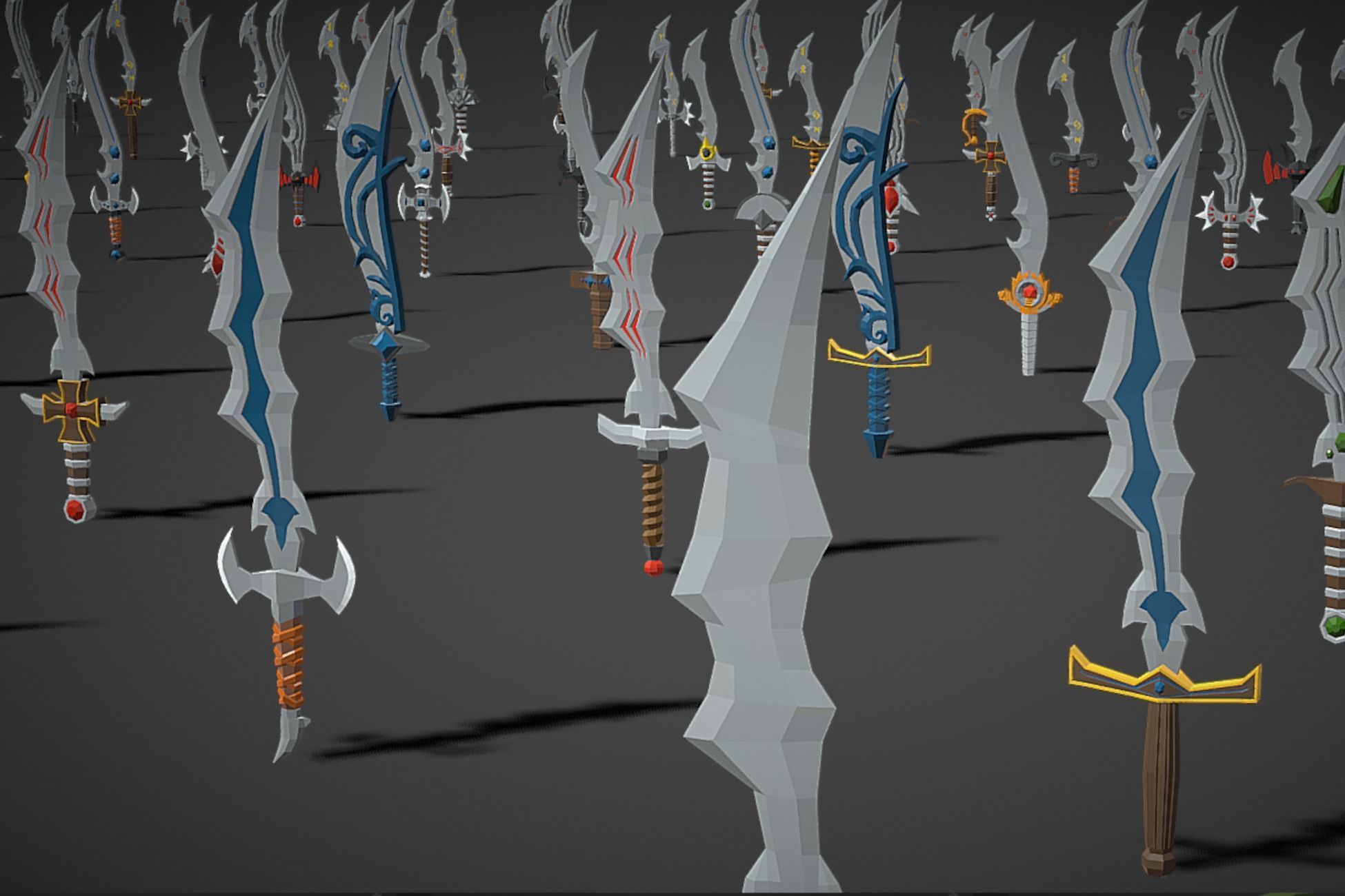 Swords Pack 3 - 300 Low Poly Melee Weapons Low-poly 3D model_2