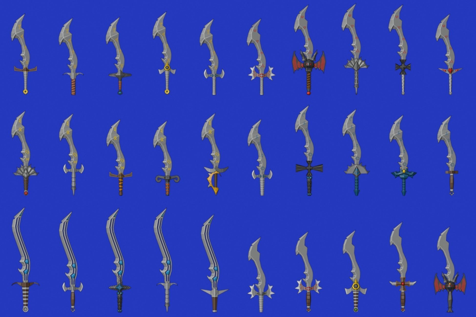 Swords Pack 3 - 300 Low Poly Melee Weapons Low-poly 3D model_16