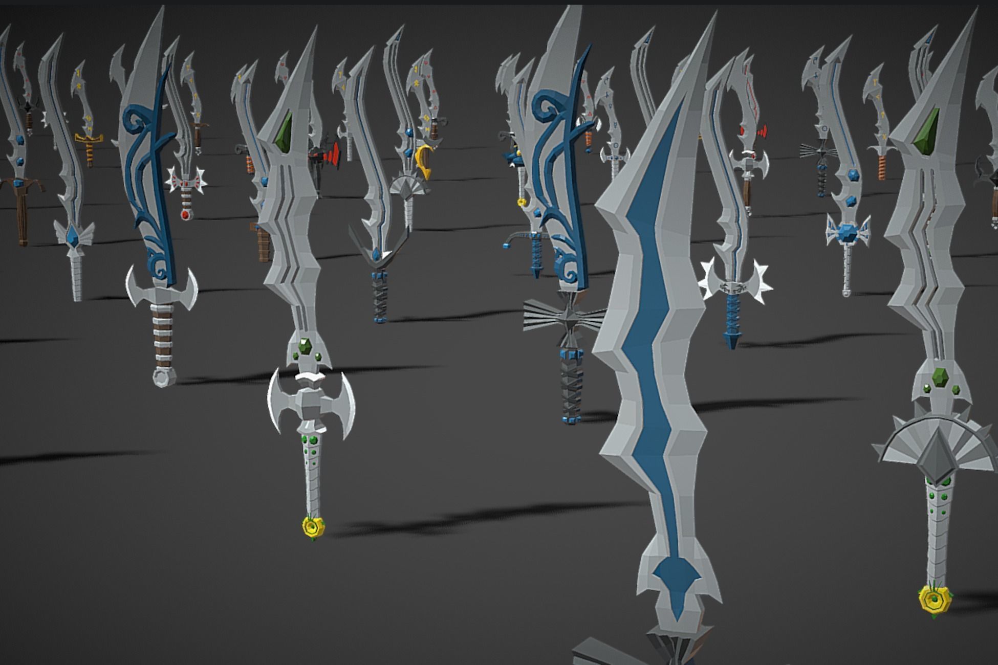 Swords Pack 3 - 300 Low Poly Melee Weapons Low-poly 3D model_3