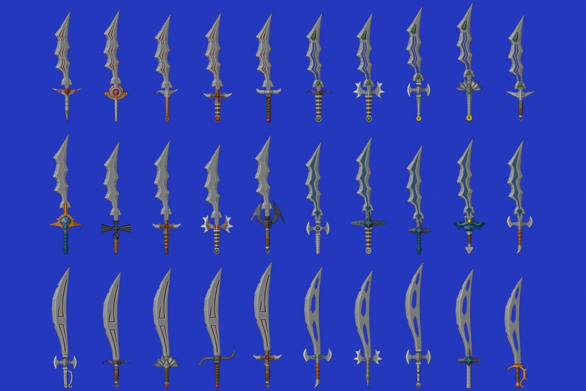 Swords Pack 3 - 300 Low Poly Melee Weapons Low-poly 3D model_13