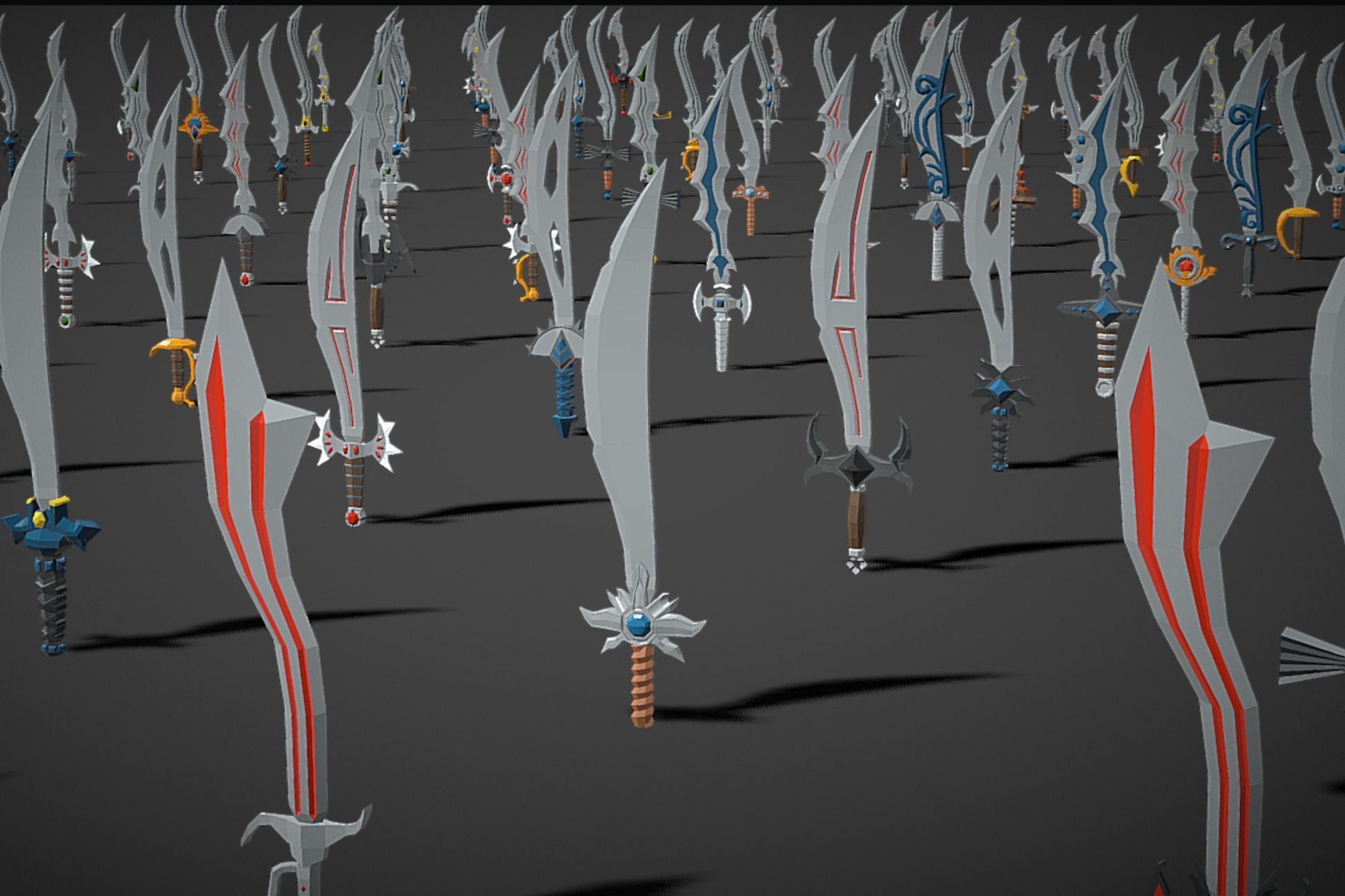 Swords Pack 3 - 300 Low Poly Melee Weapons Low-poly 3D model_5