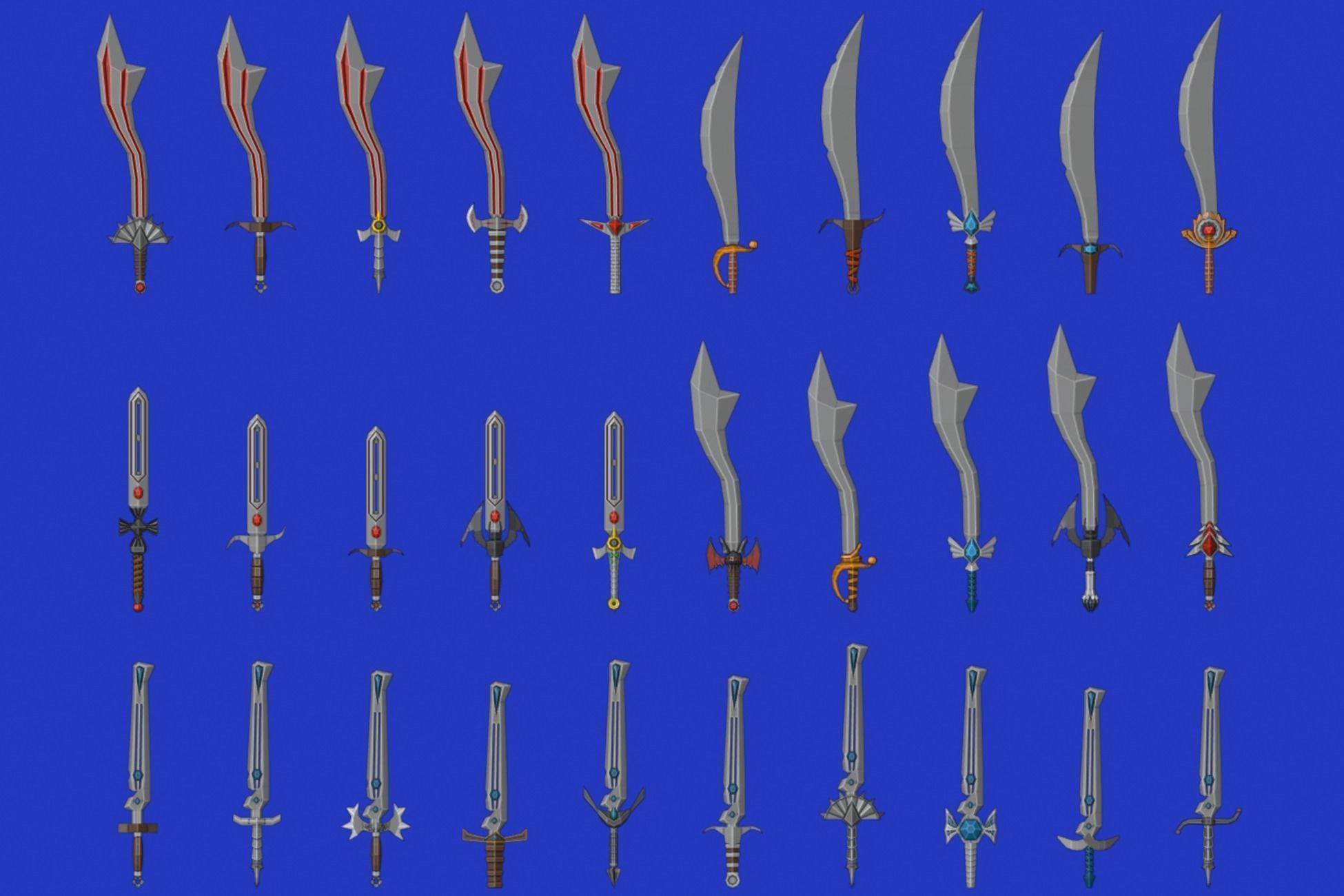 Swords Pack 3 - 300 Low Poly Melee Weapons Low-poly 3D model_10