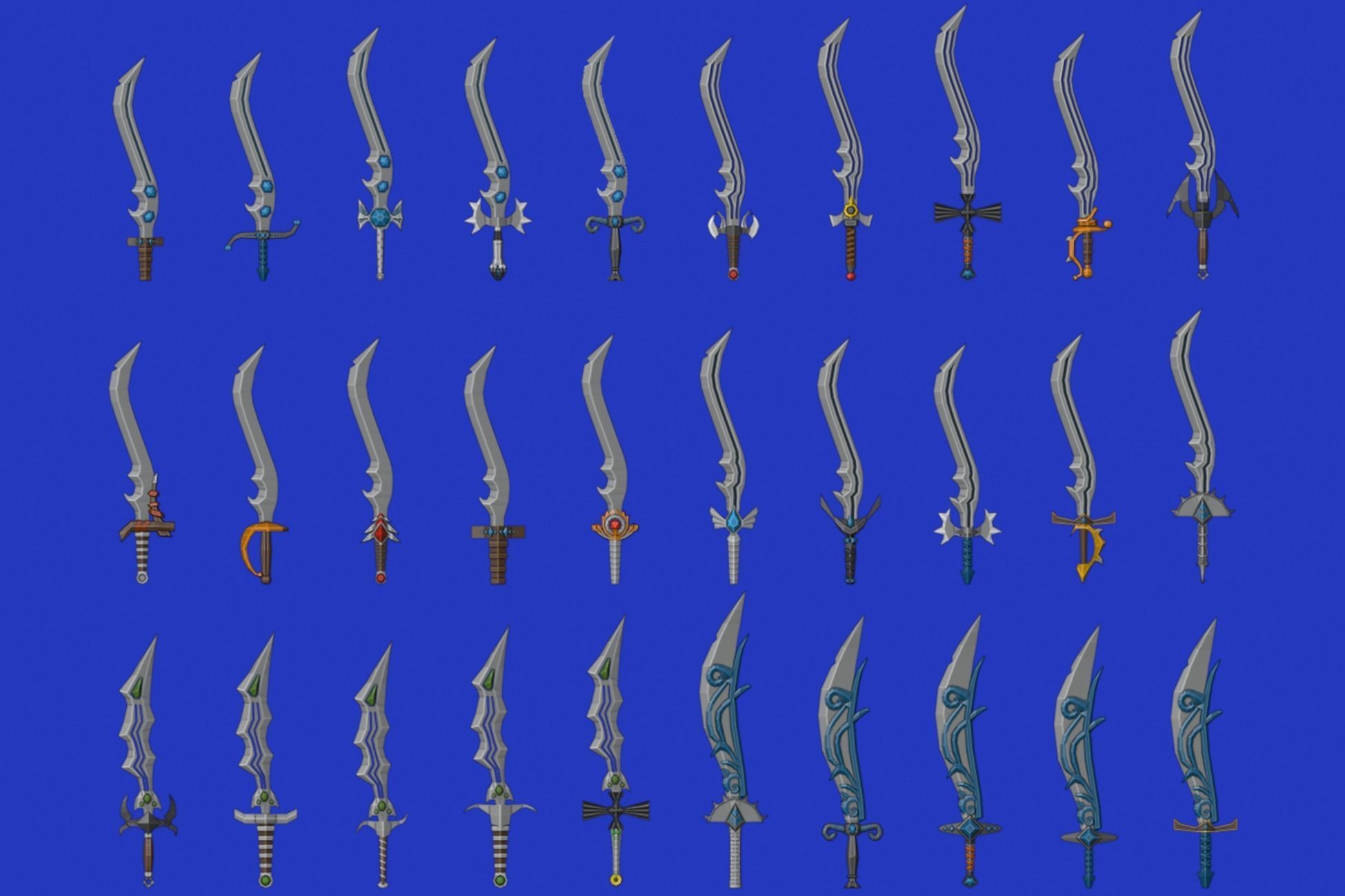 Swords Pack 3 - 300 Low Poly Melee Weapons Low-poly 3D model_14