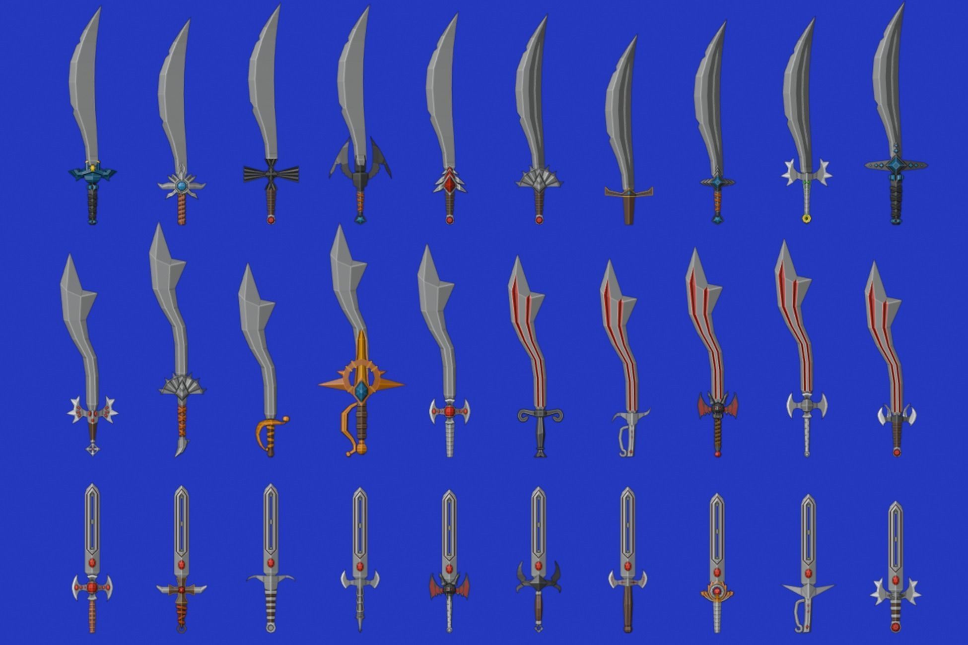 Swords Pack 3 - 300 Low Poly Melee Weapons Low-poly 3D model_11