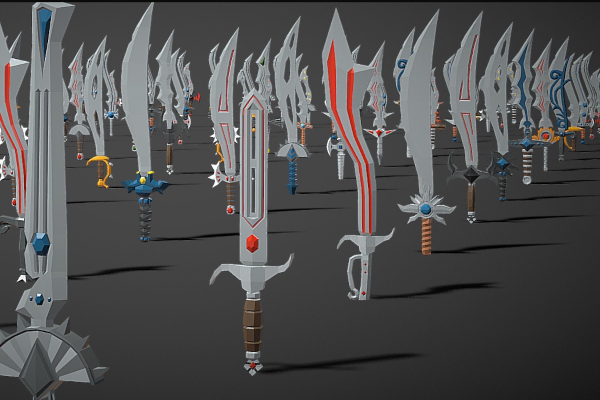 Swords Pack 3 - 300 Low Poly Melee Weapons Low-poly 3D model_4